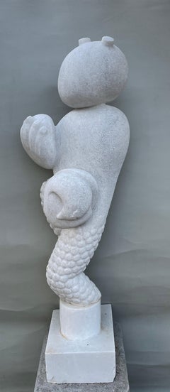 Pan Hand Carved Marble Sculpture by Tom Von Kaenel