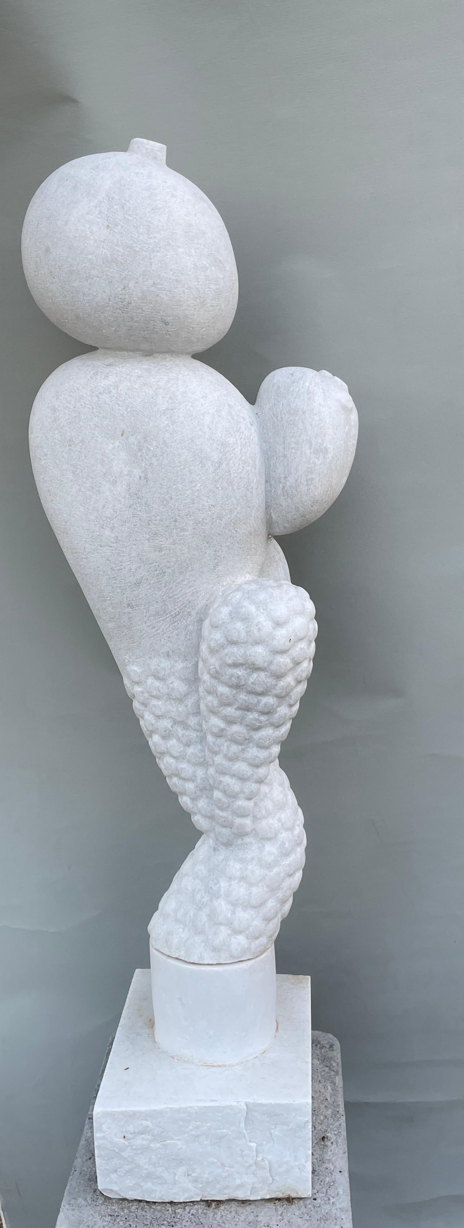 Post-Modern Pan Hand Carved Marble Sculpture by Tom Von Kaenel For Sale