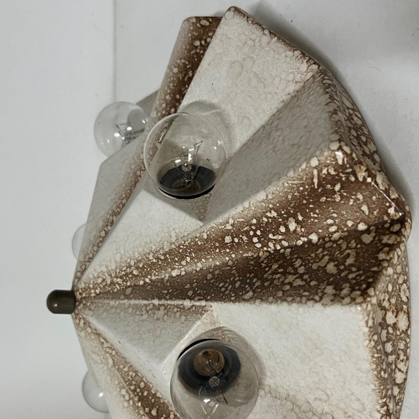 Late 20th Century PAN Keramik Caroussel Brown Beige Ceramic Lamp, Germany, 1970s