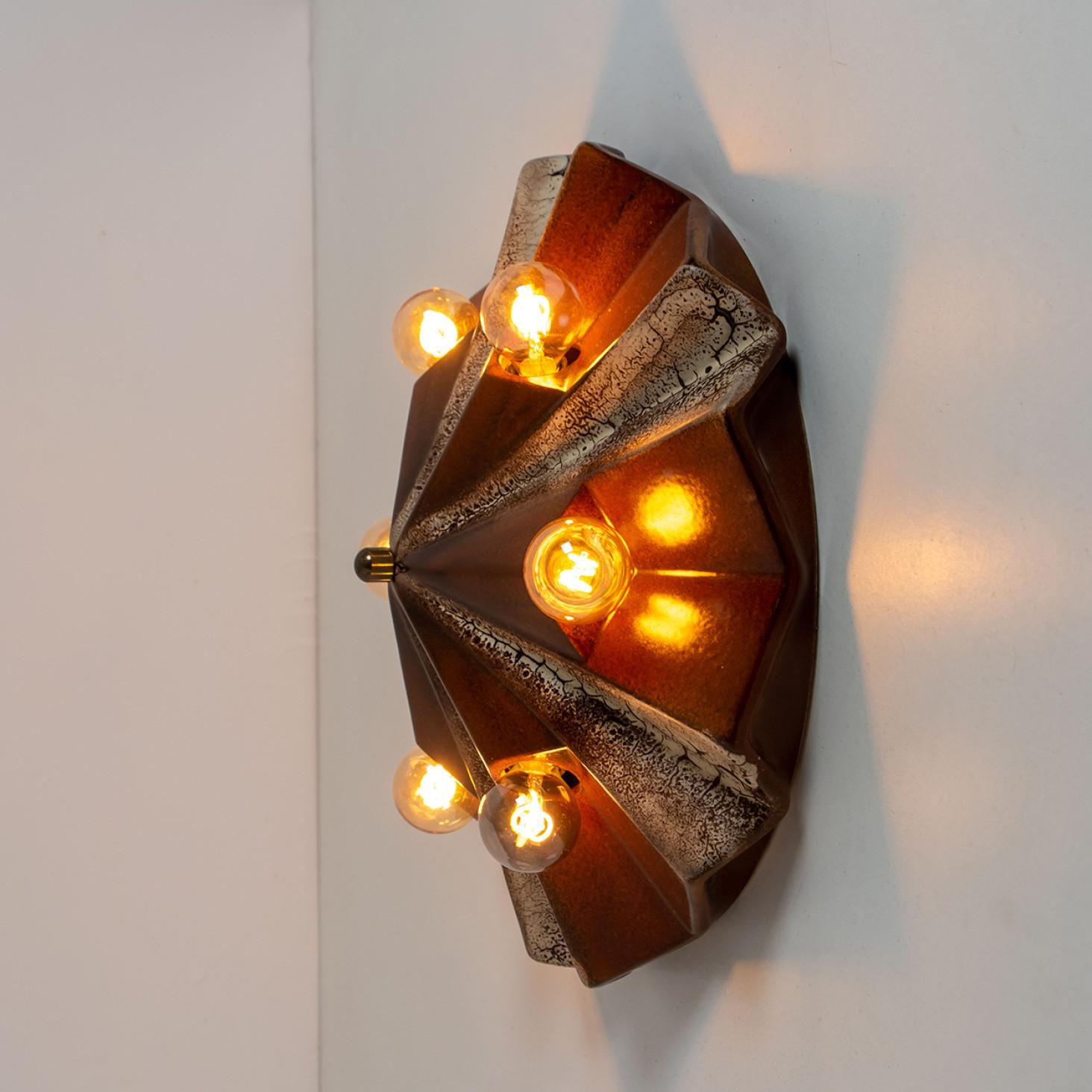 PAN Keramik Caroussel Brown Keramiklampe, Deutschland, 1970er Jahre 8
