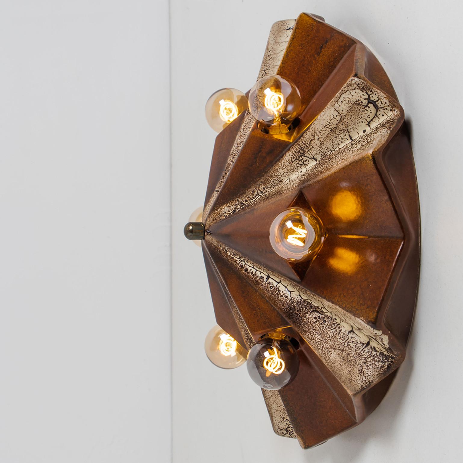 PAN Keramik Caroussel Brown Keramiklampe, Deutschland, 1970er Jahre 9