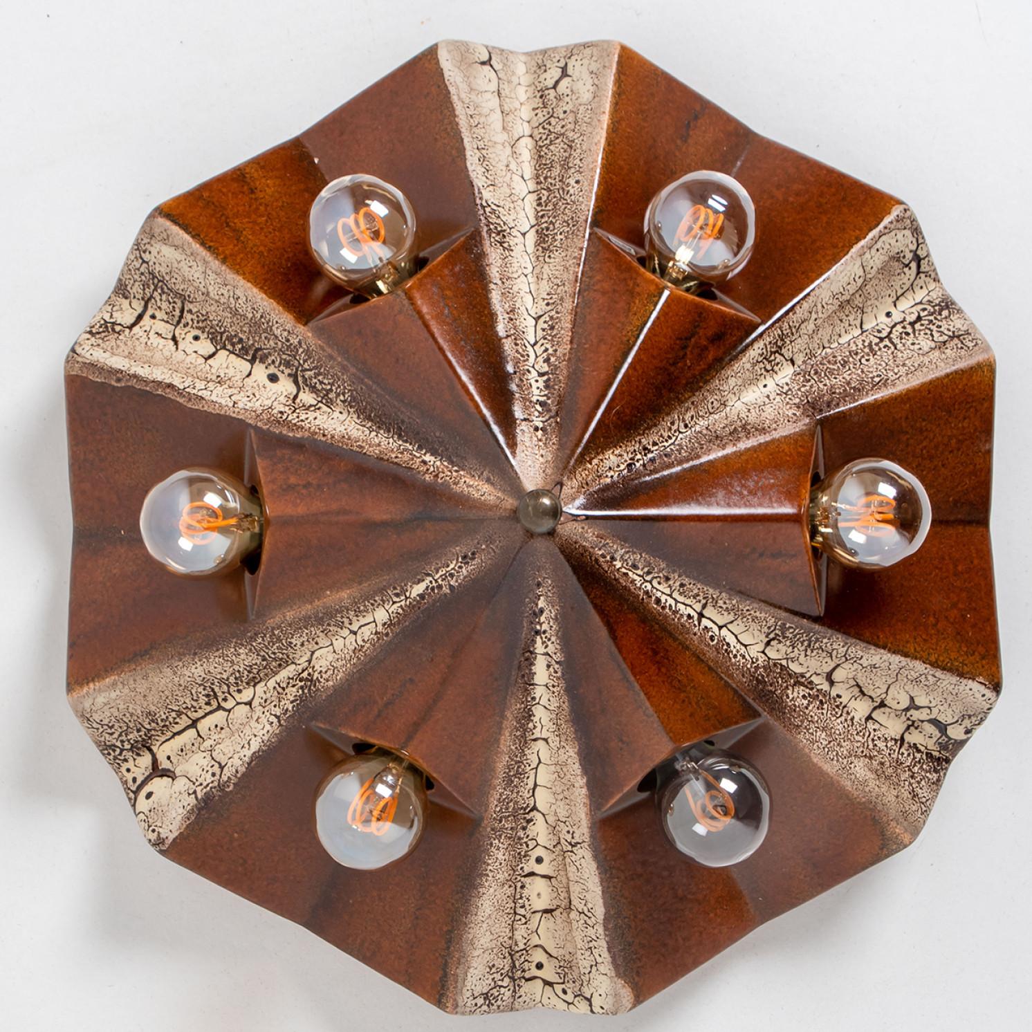 PAN Keramik Caroussel Brown Keramiklampe, Deutschland, 1970er Jahre (Ende des 20. Jahrhunderts)
