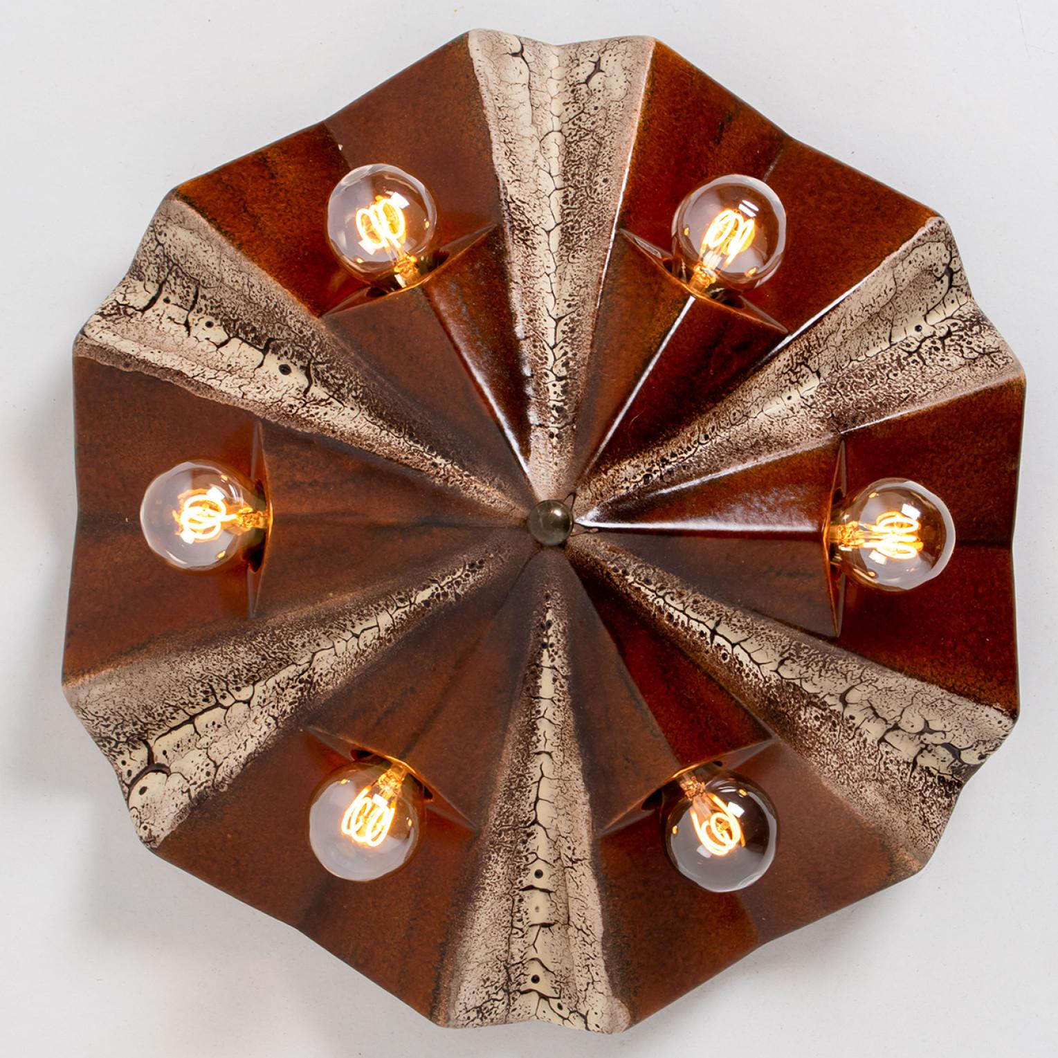 PAN Keramik Caroussel Brown Keramiklampe, Deutschland, 1970er Jahre 2