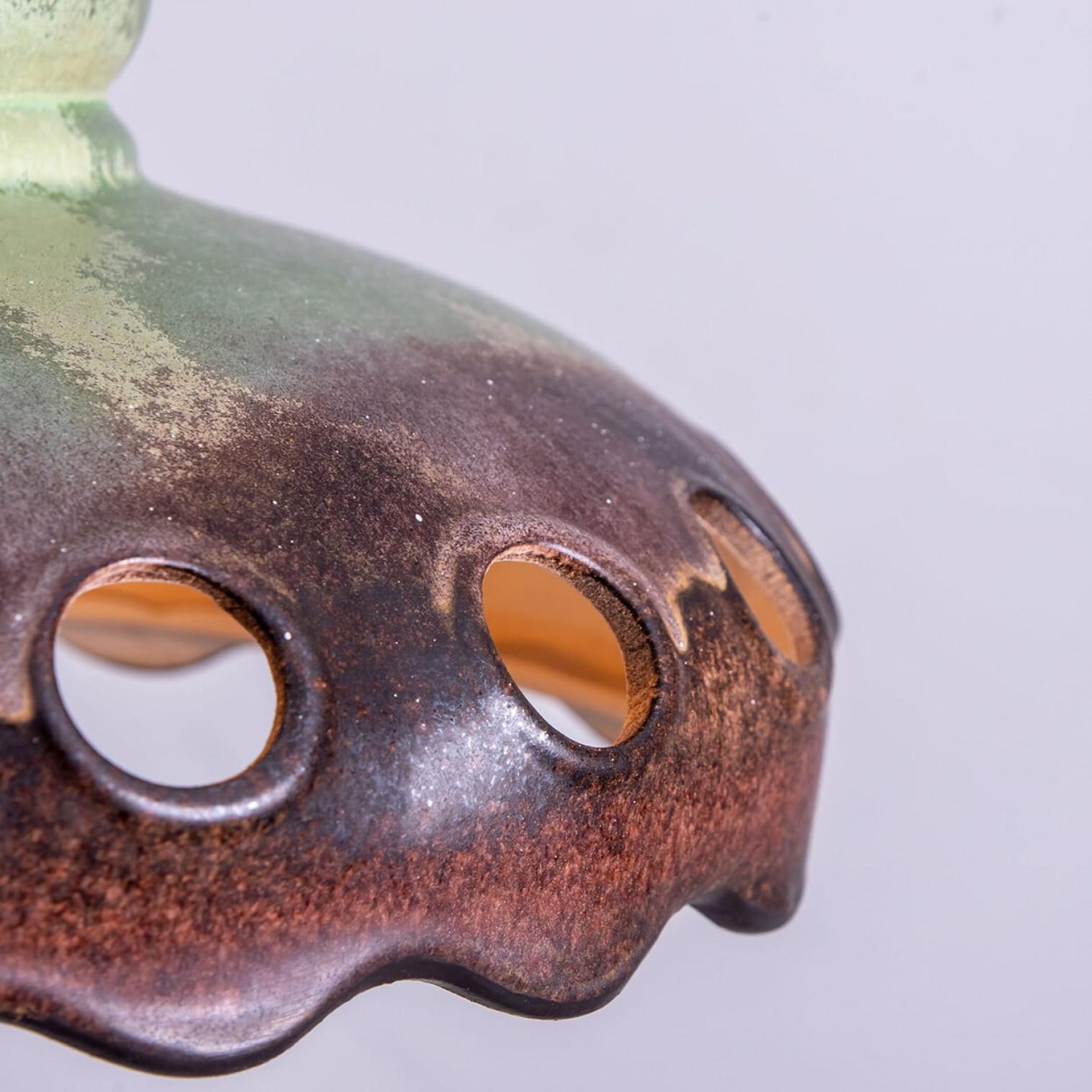 PAN Keramik Green Brown Hanging Ceramic Lamp, Germany, 1970s For Sale 6