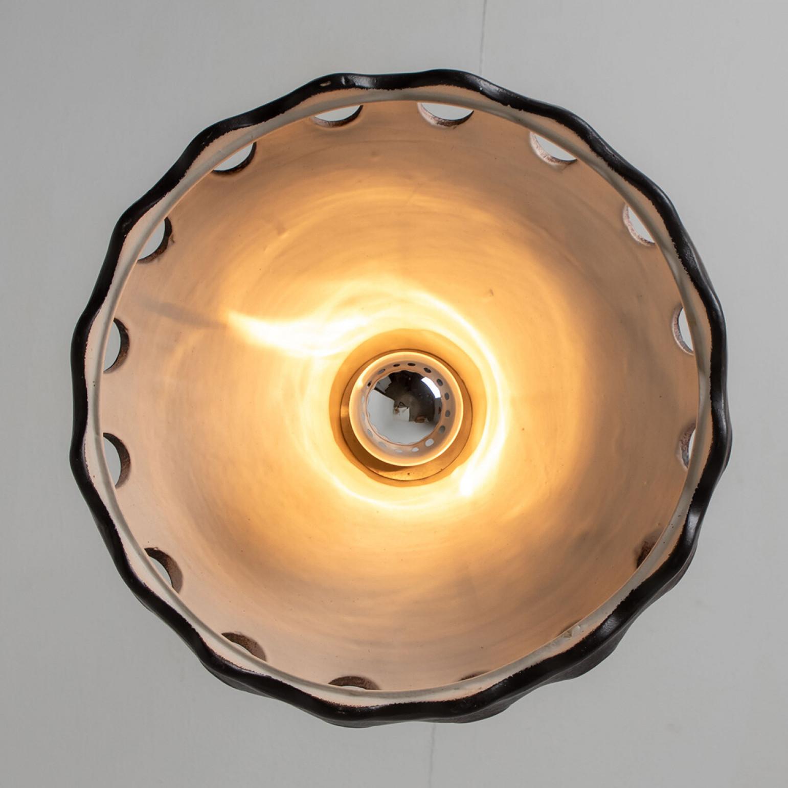 Lampe suspendue en céramique PAN Keramik Greene & Greene Brown, Allemagne, années 1970 en vente 7
