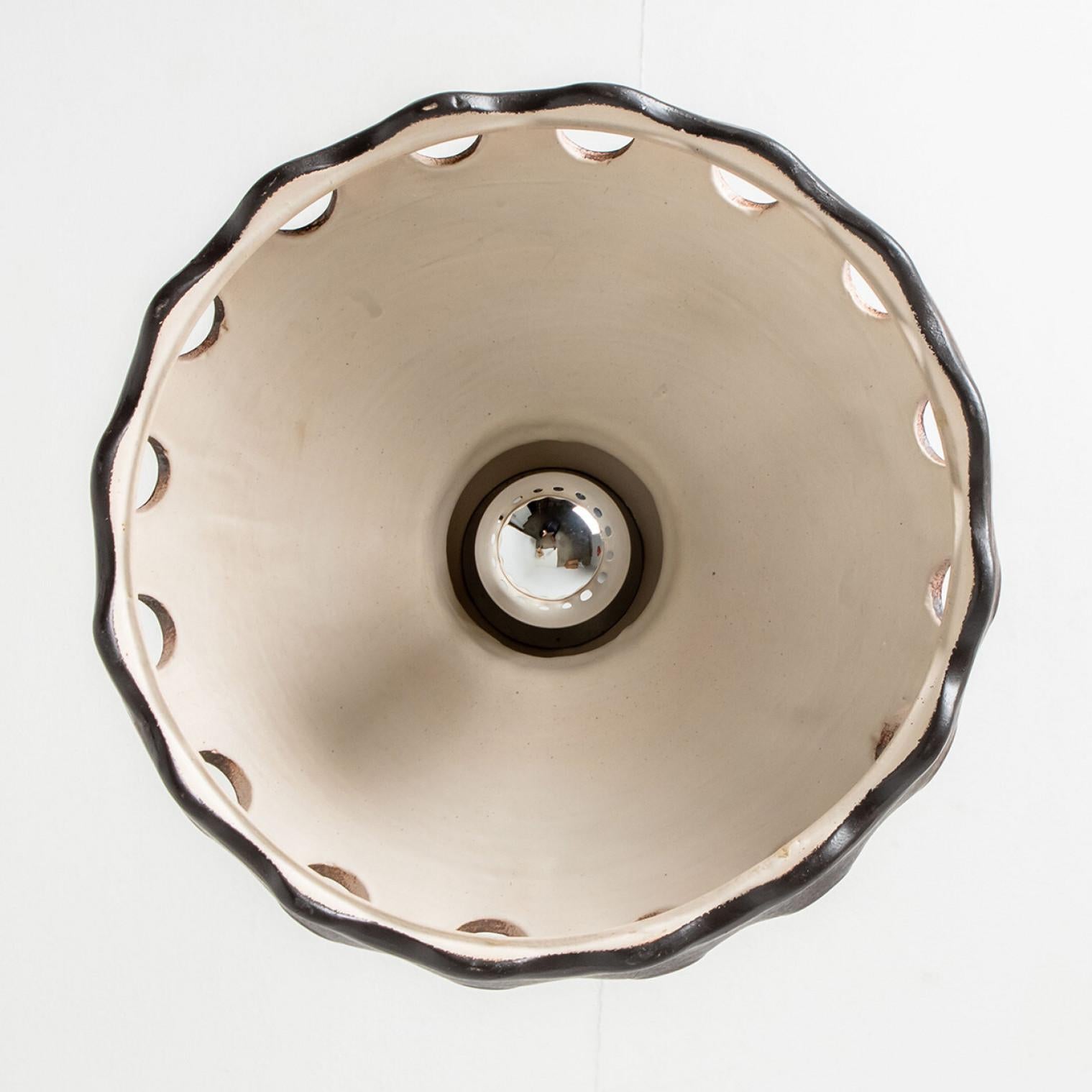 Lampe suspendue en céramique PAN Keramik Greene & Greene Brown, Allemagne, années 1970 en vente 8