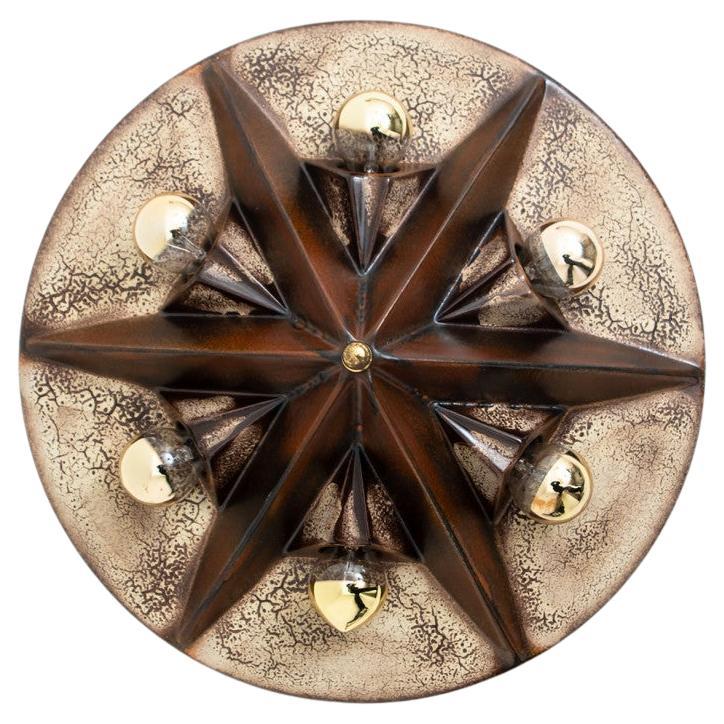 PAN Keramik Star Brown Beige Ceramic Lamp, Germany, 1970s