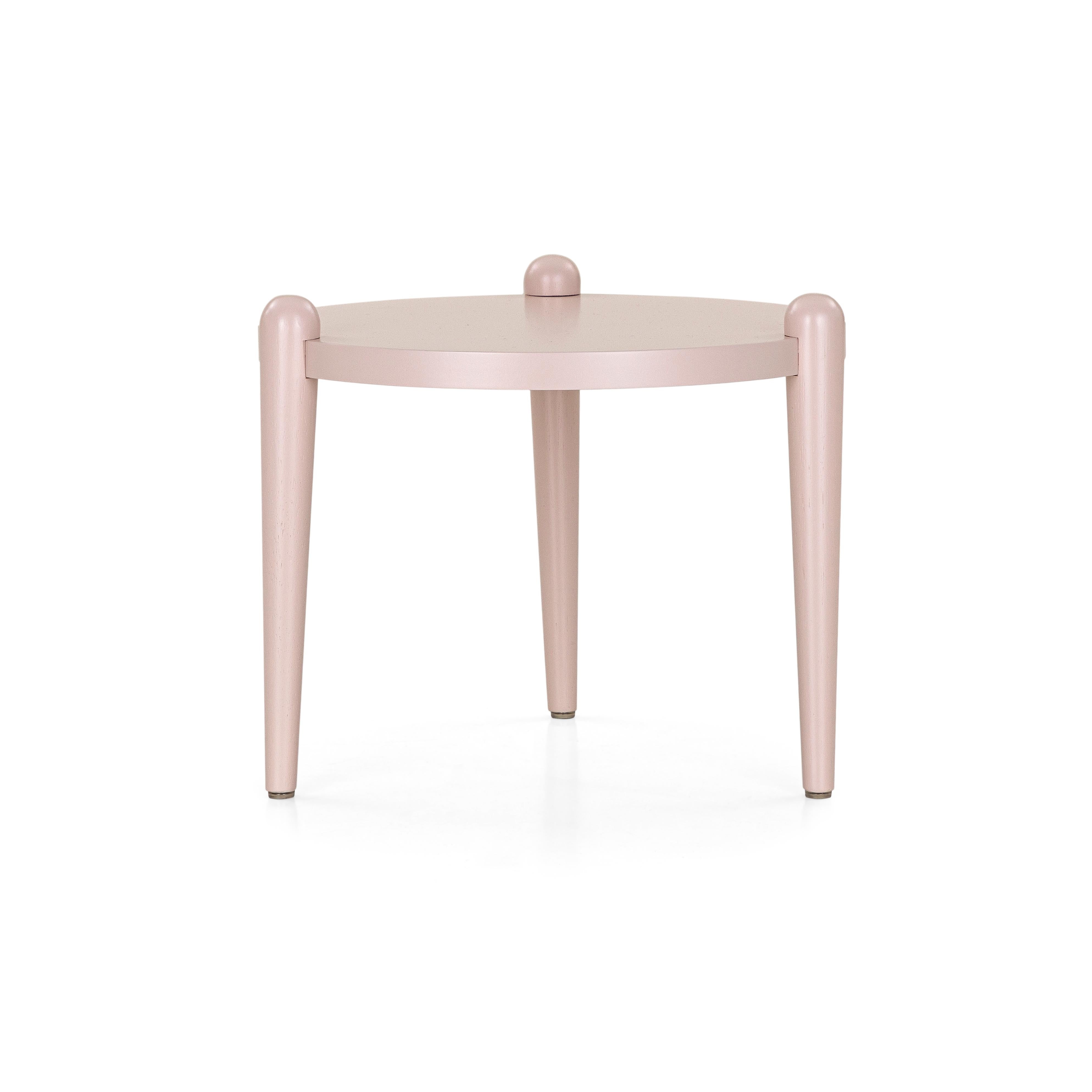 Pan Contemporary Side Tables in Light Pink Quartz Finish, Set of 3 For Sale 5