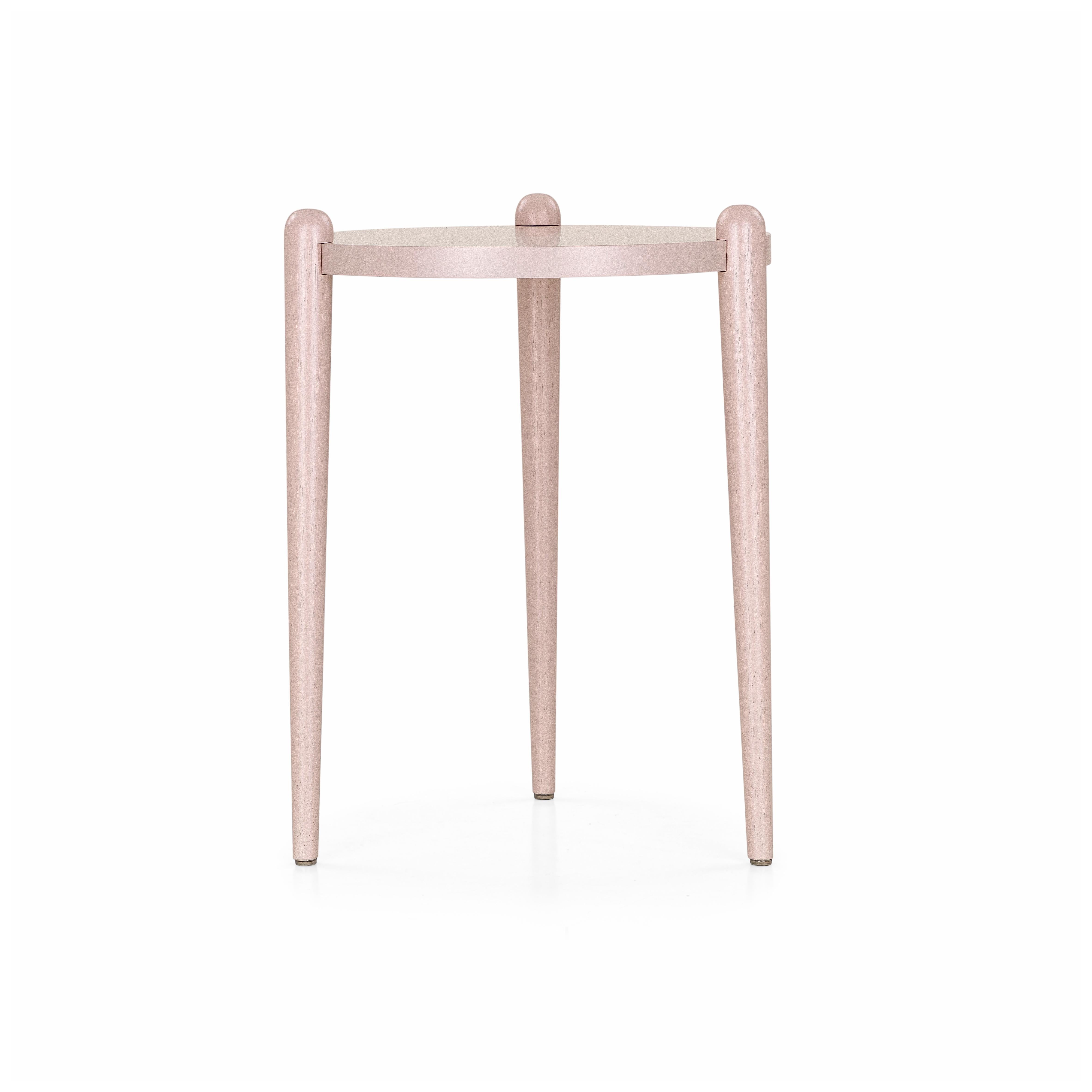 Moderne Pan Contemporary Side Tables in Light Pink Quartz Finish, Set of 3 en vente