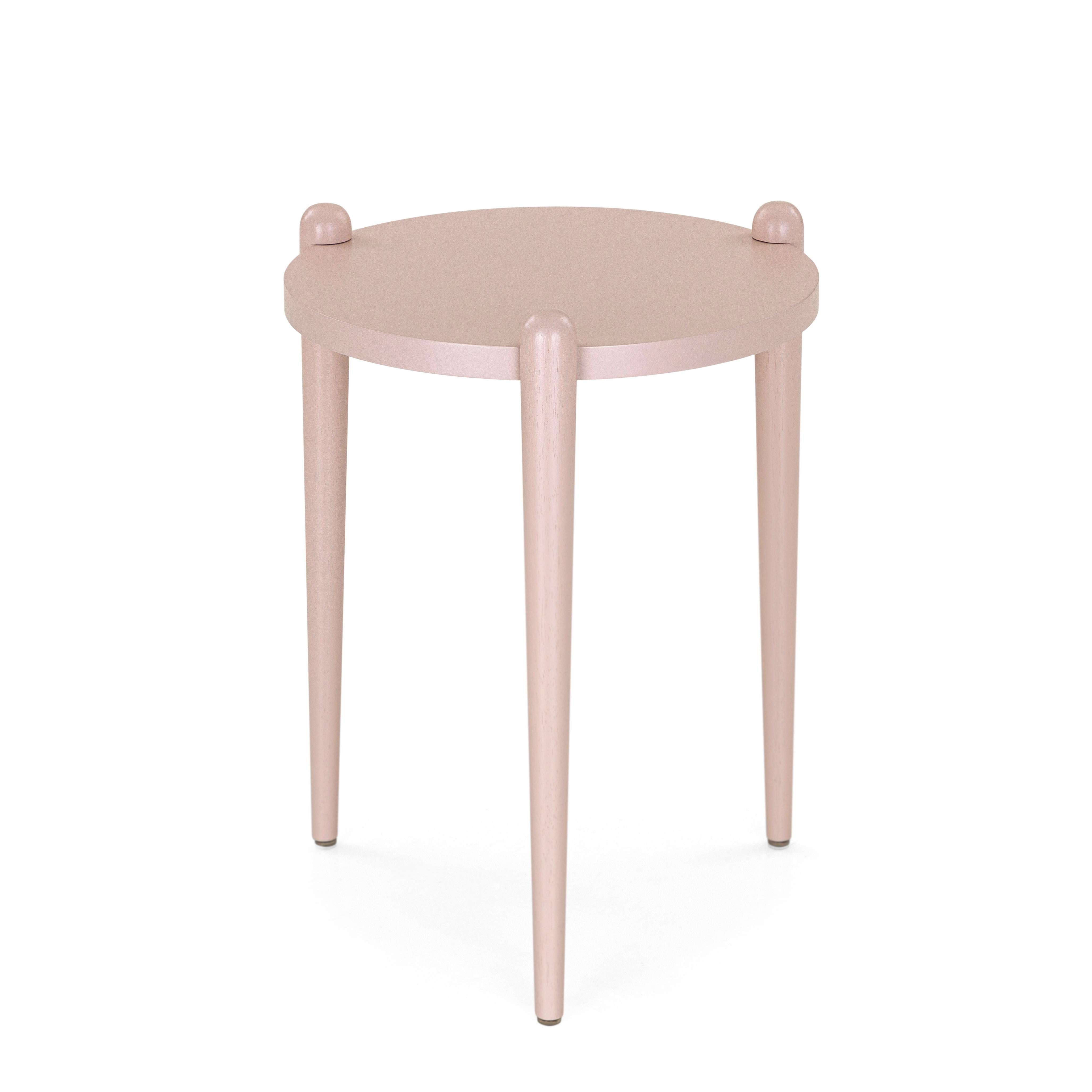 Modern Pan Contemporary Side Tables in Light Pink Quartz Finish, Set of 3 For Sale
