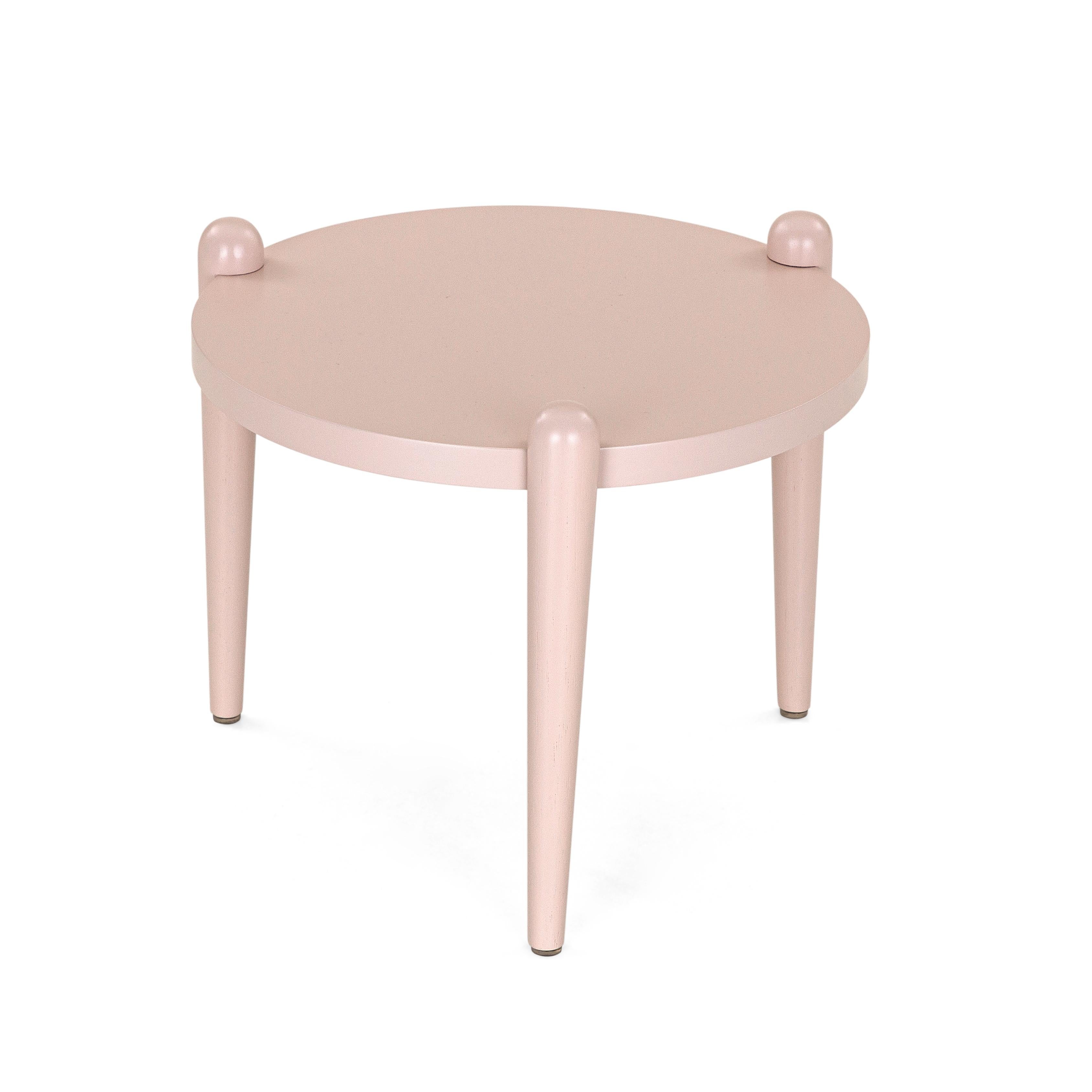 XXIe siècle et contemporain Pan Contemporary Side Tables in Light Pink Quartz Finish, Set of 3 en vente