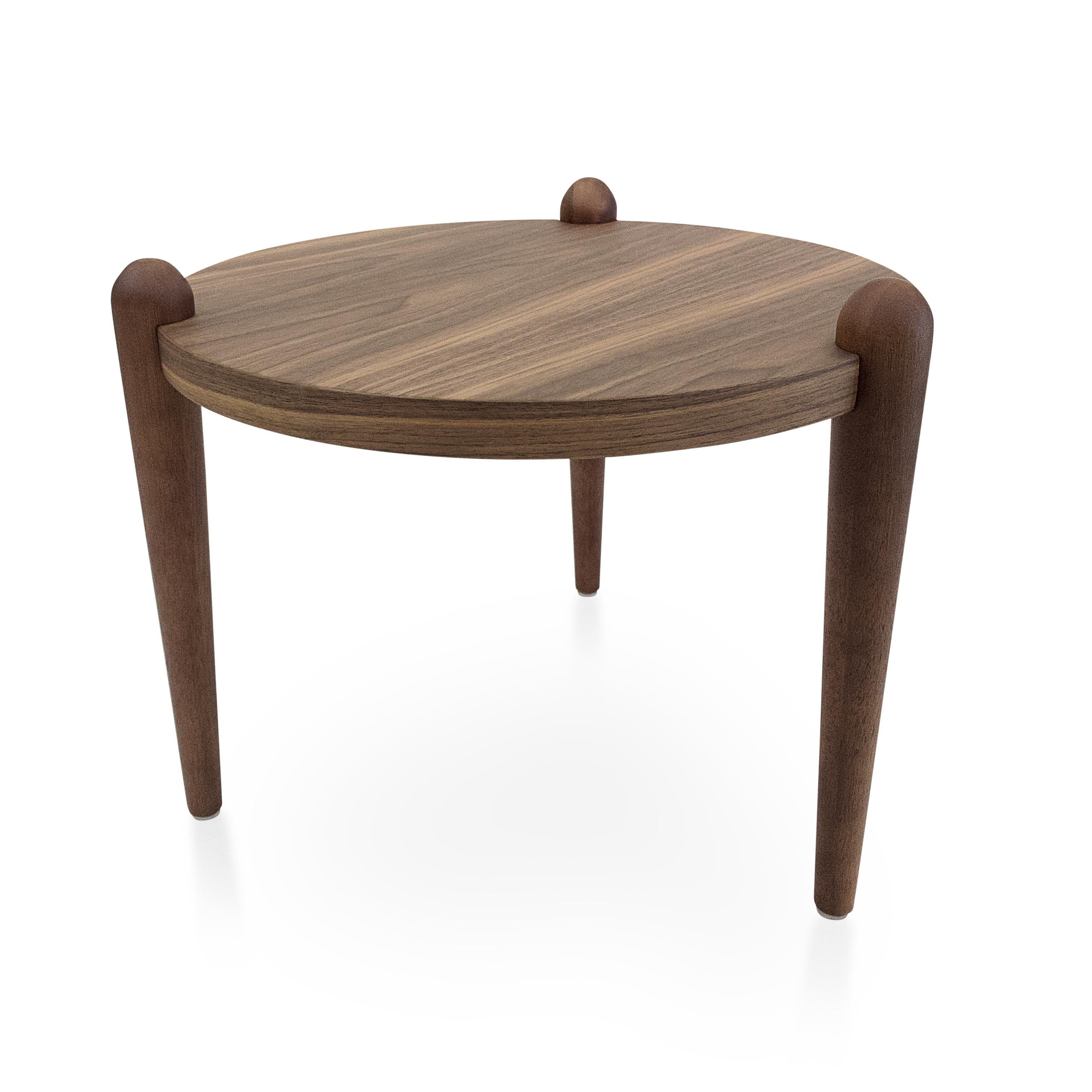 Contemporary Pan Side Tables in Walnut Wood Finish, Set of 3 For Sale