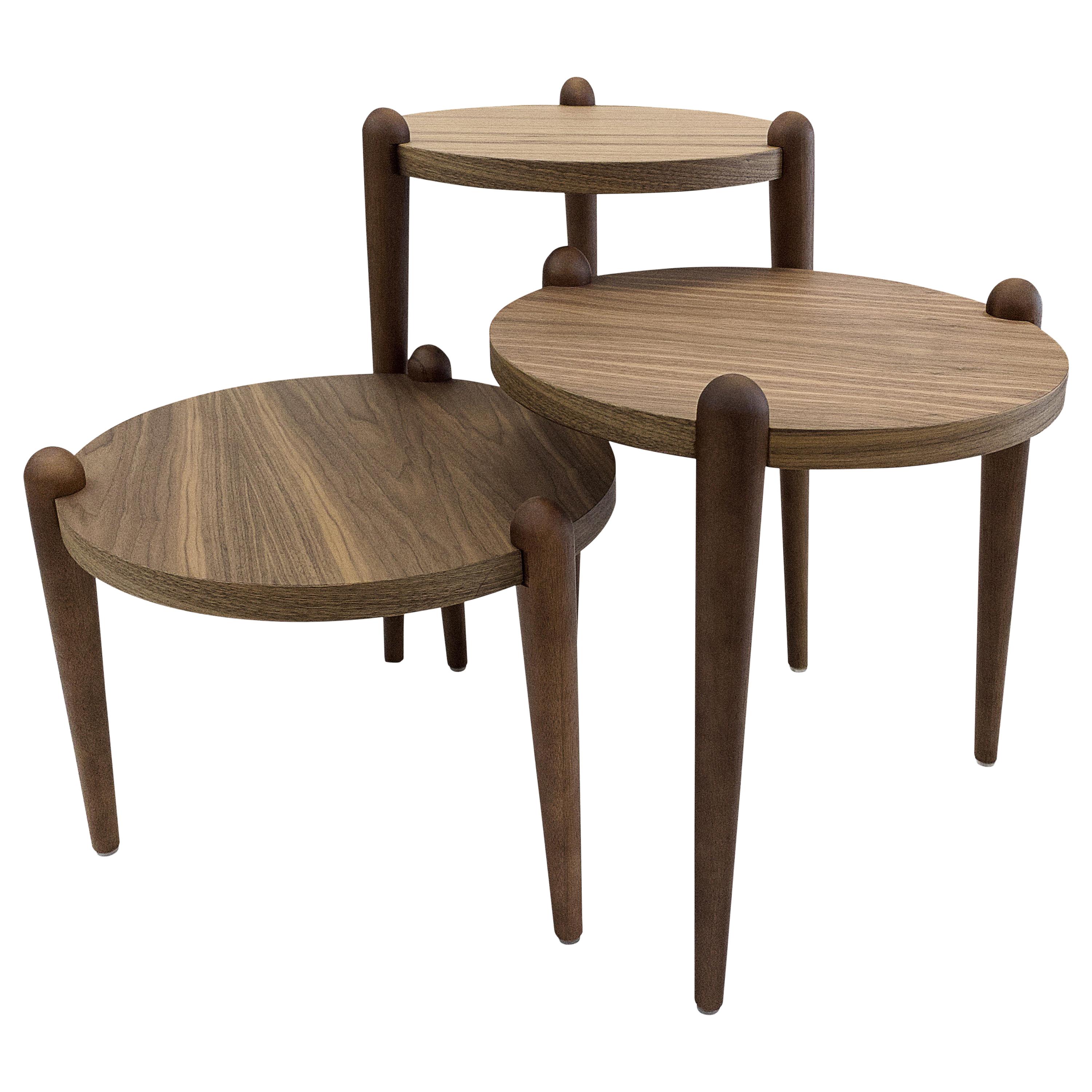 Pan Round Occasional Tables in Walnut