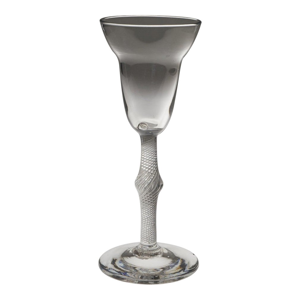 Verre à vin à pied torsadé en forme d'air, avec couvercle en forme de casserole, vers 1750