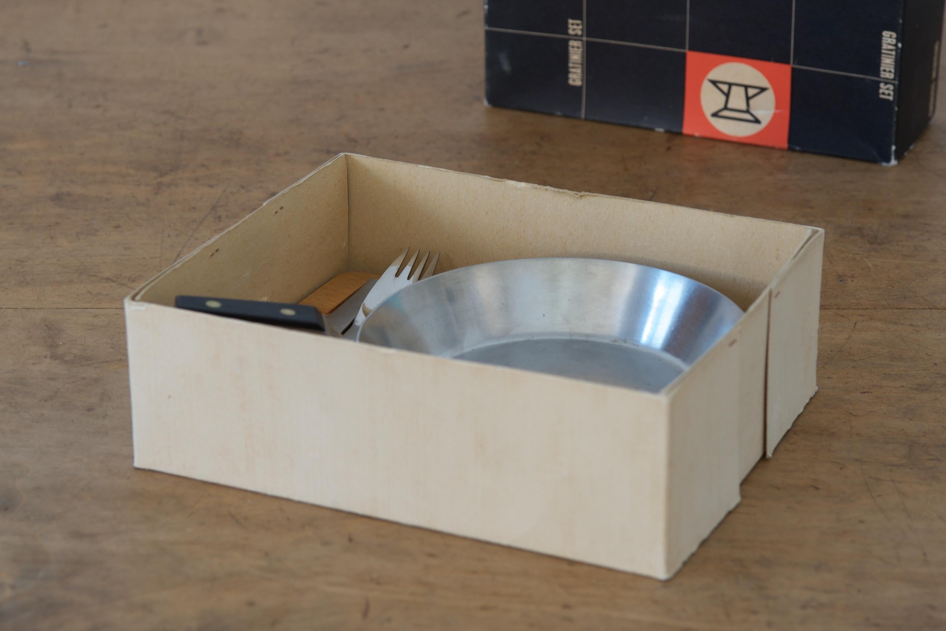 Mid-20th Century Pan with a Fork and a Spoon on a Tray by Carl Auböck For Sale
