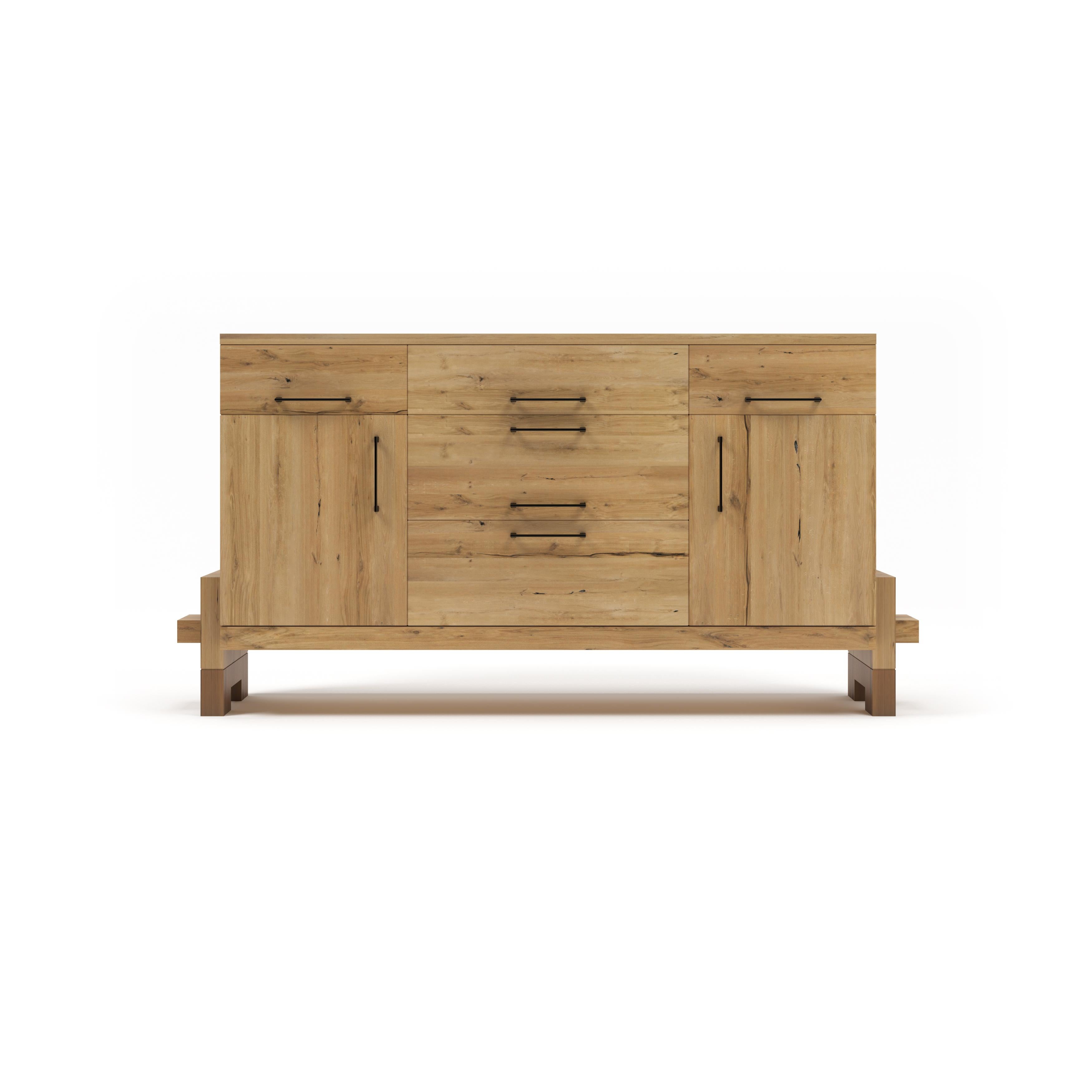 Organize your living space with the Pana-Chest of Drawers. This massive oak chest provides ample storage and showcases the superior craftsmanship of its wood joinery. Experience the beauty and reliability of this chest of drawers for years to come.