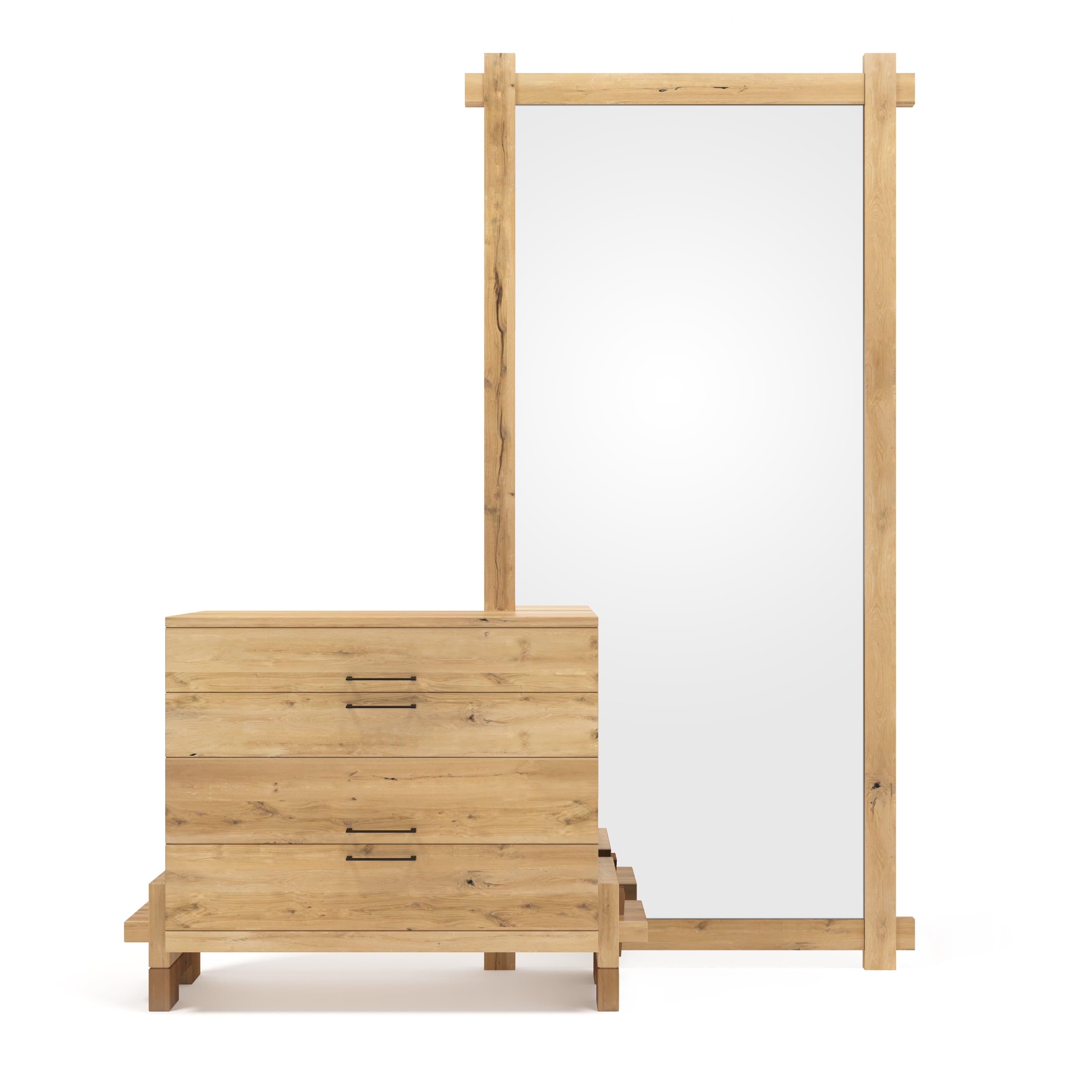 Introducing the Pana-Dresser02 - a unique and stylish storage solution that promises to make a statement! Its large mirror allows you to get ready quickly and easily in the morning, while the ample storage ensures your bedroom stays organized.