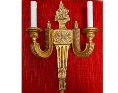 Panache 16” Neoclassical Giltwood 2 Light Wall Light Sconce