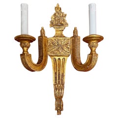 Panache 17.5” Neoclassical Giltwood 2 Light Wall Light Sconce