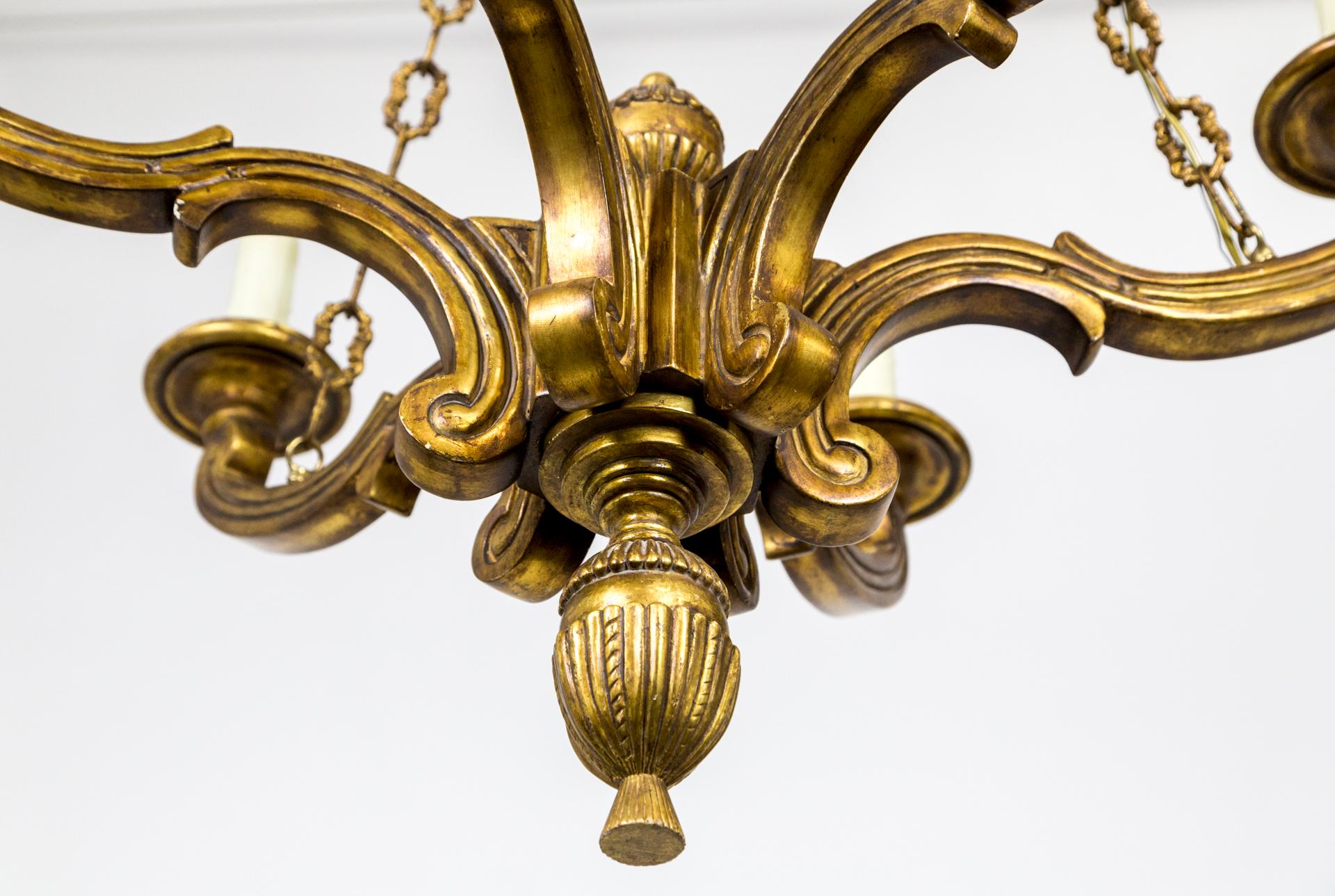 Carved Panache Designs for Michael Taylor, 6 Arm Regency Chandelier 2 Available For Sale