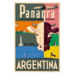 PANAGRA ARGENTINA PAN AMERICAN-GRACE AIR Original Vintage Airline Travel Poster
