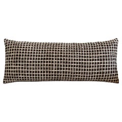Panal Large Lumbar Wool Throw Pillow in Black and White - Handwoven