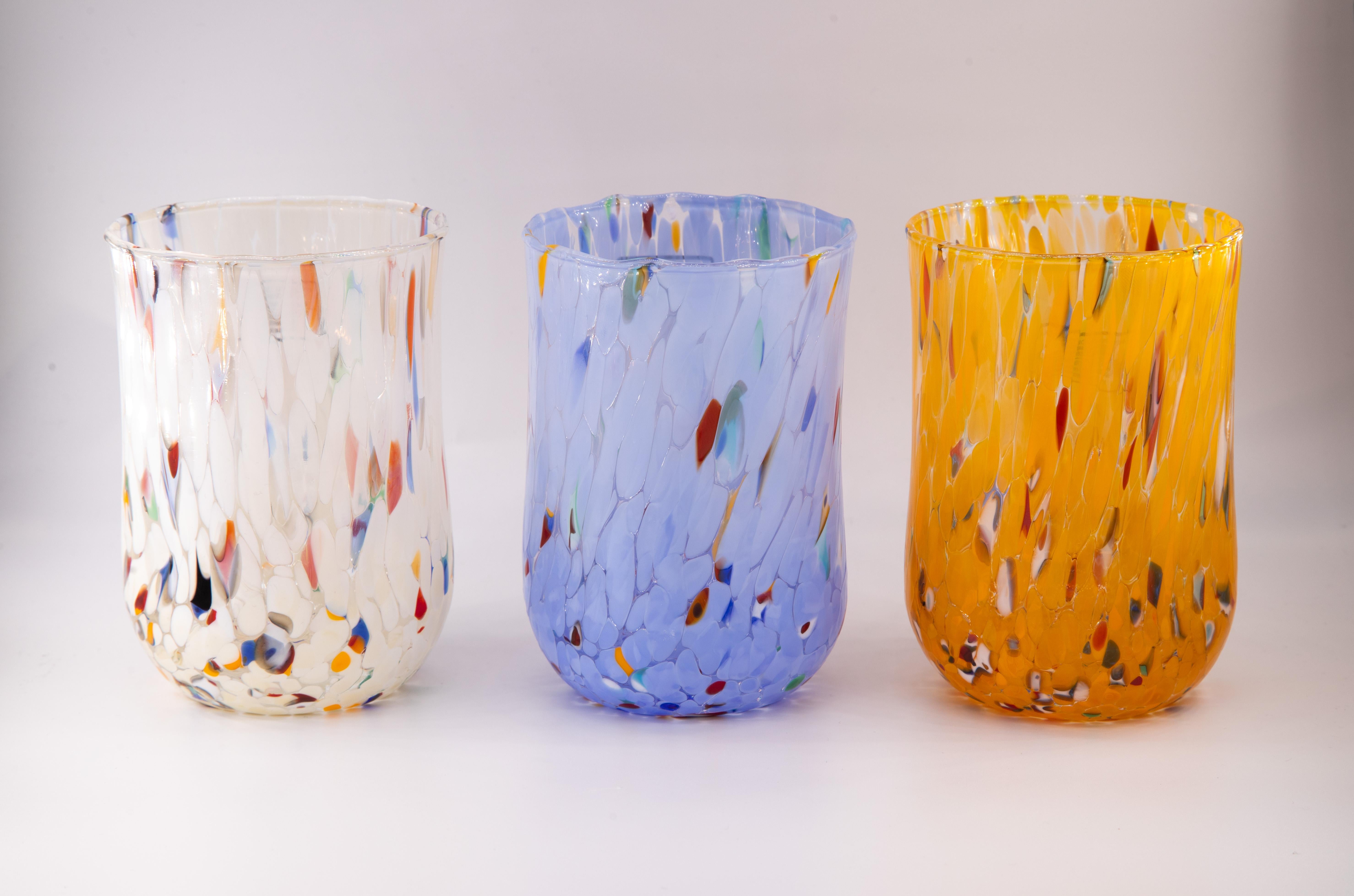 Européen Murano City, Set of 6 Murano Drinkwater Glasses Color 