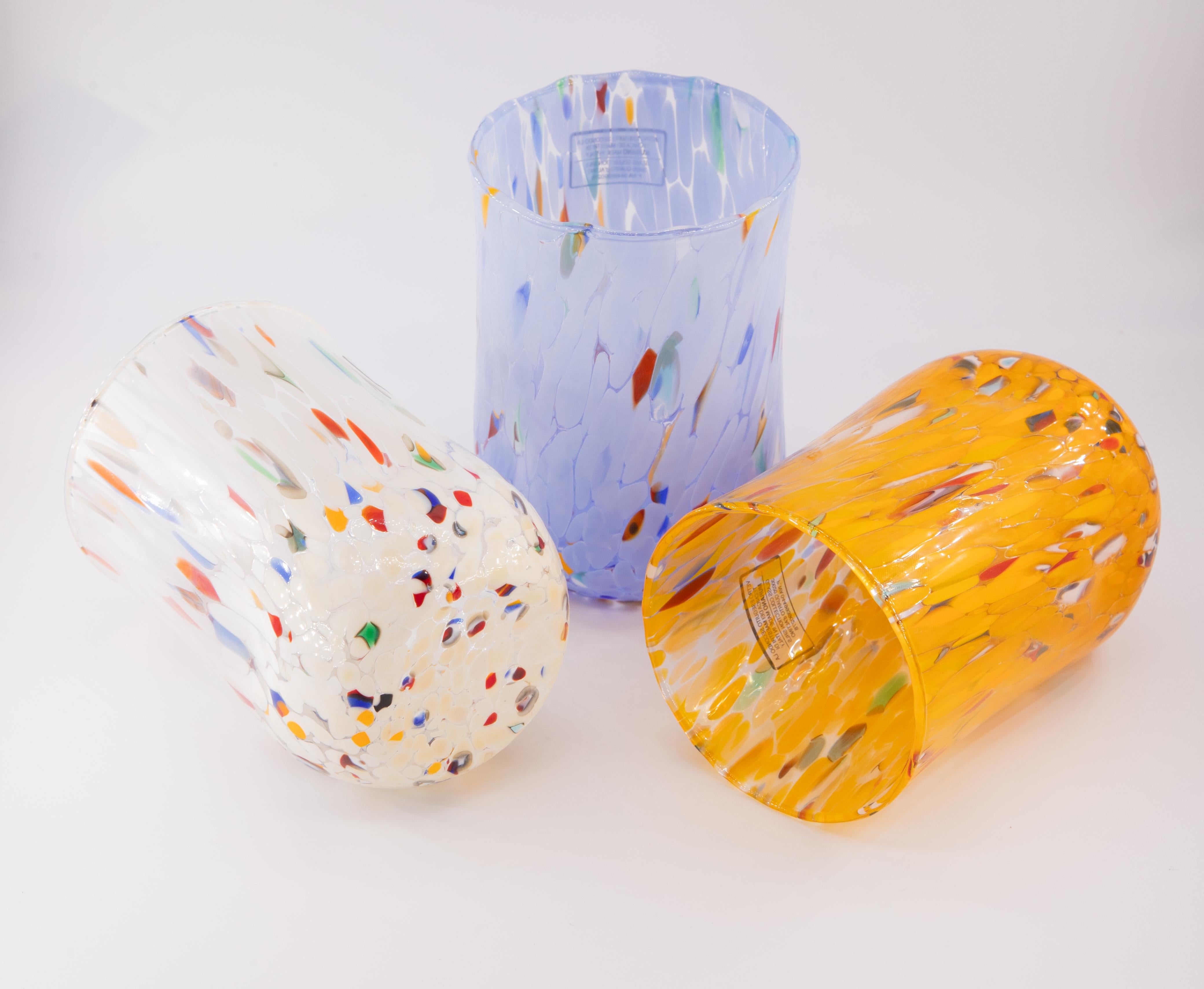 XXIe siècle et contemporain Murano City, Set of 6 Murano Drinkwater Glasses Color 