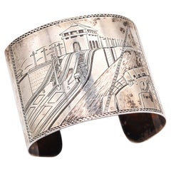 PanAMA-PACIFIC, manchette gravée d'une exposition de 1915 en argent sterling .925