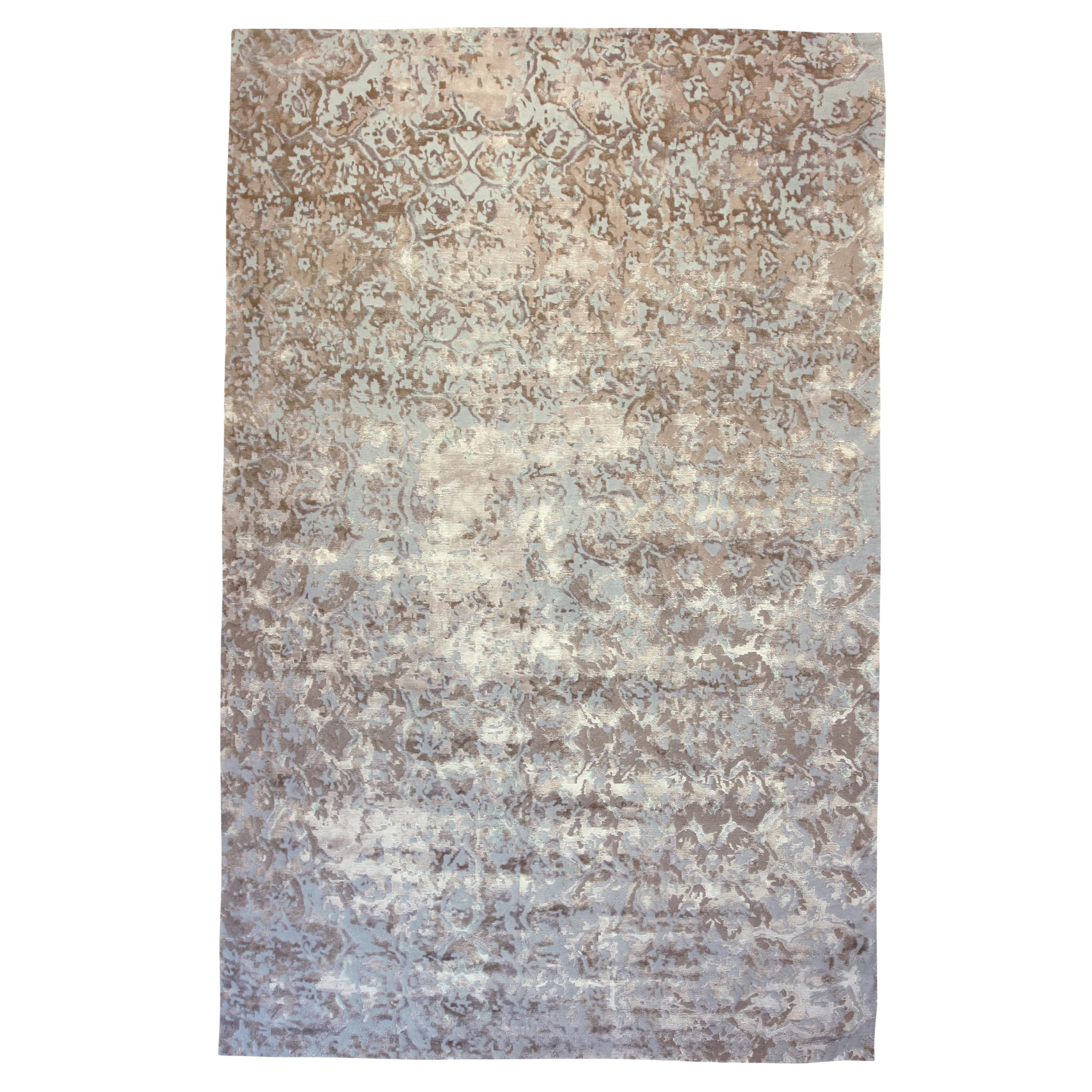 Hand-Knotted Duck Egg Rug in Panama Design For Sale