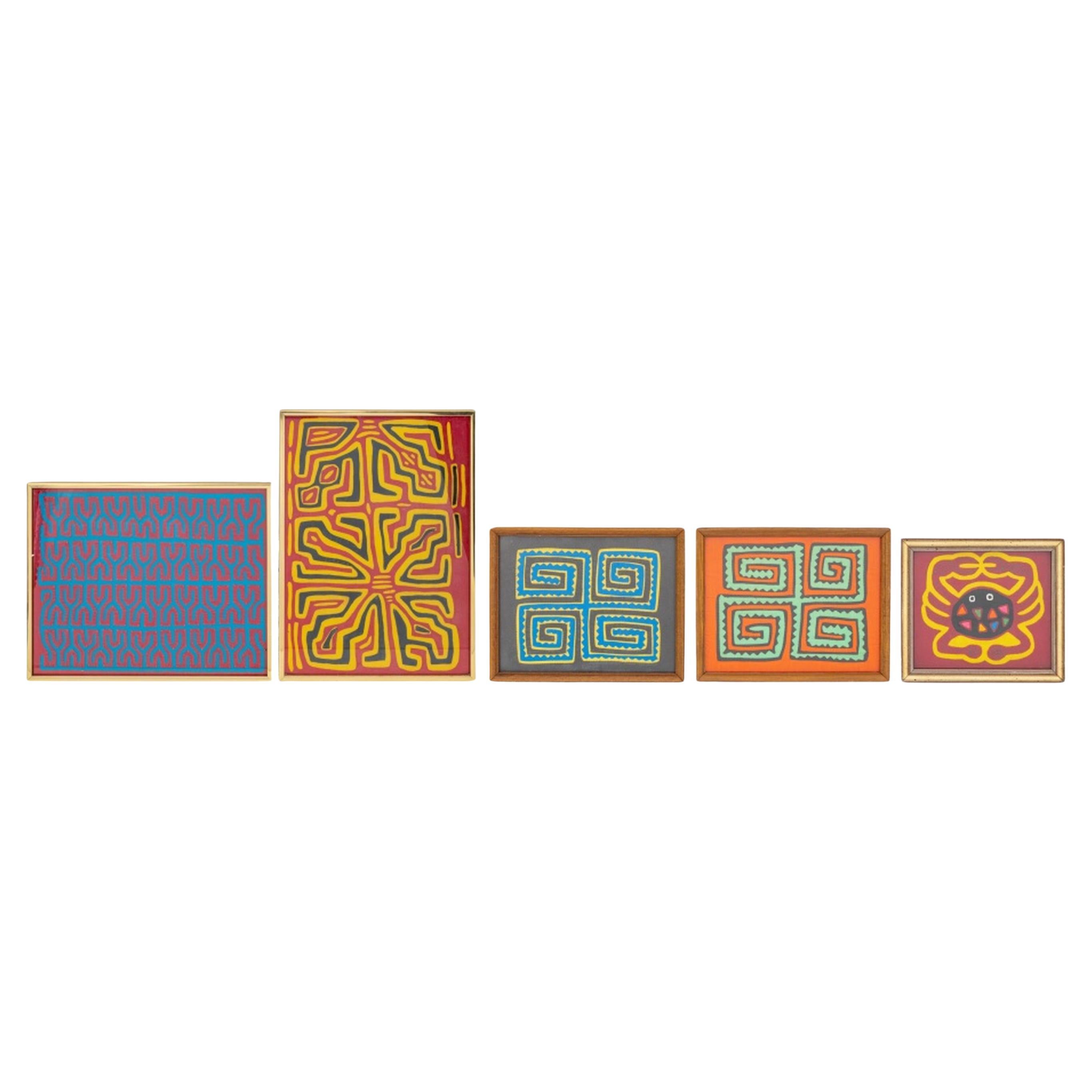 Panamanian Mola Textiles, 5 For Sale