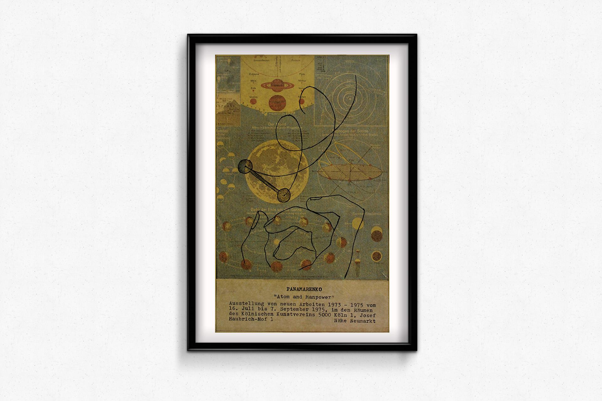Affiche originale de l'exposition de Panamarenko en 1975 - Atome et puissance de l'esprit en vente 1