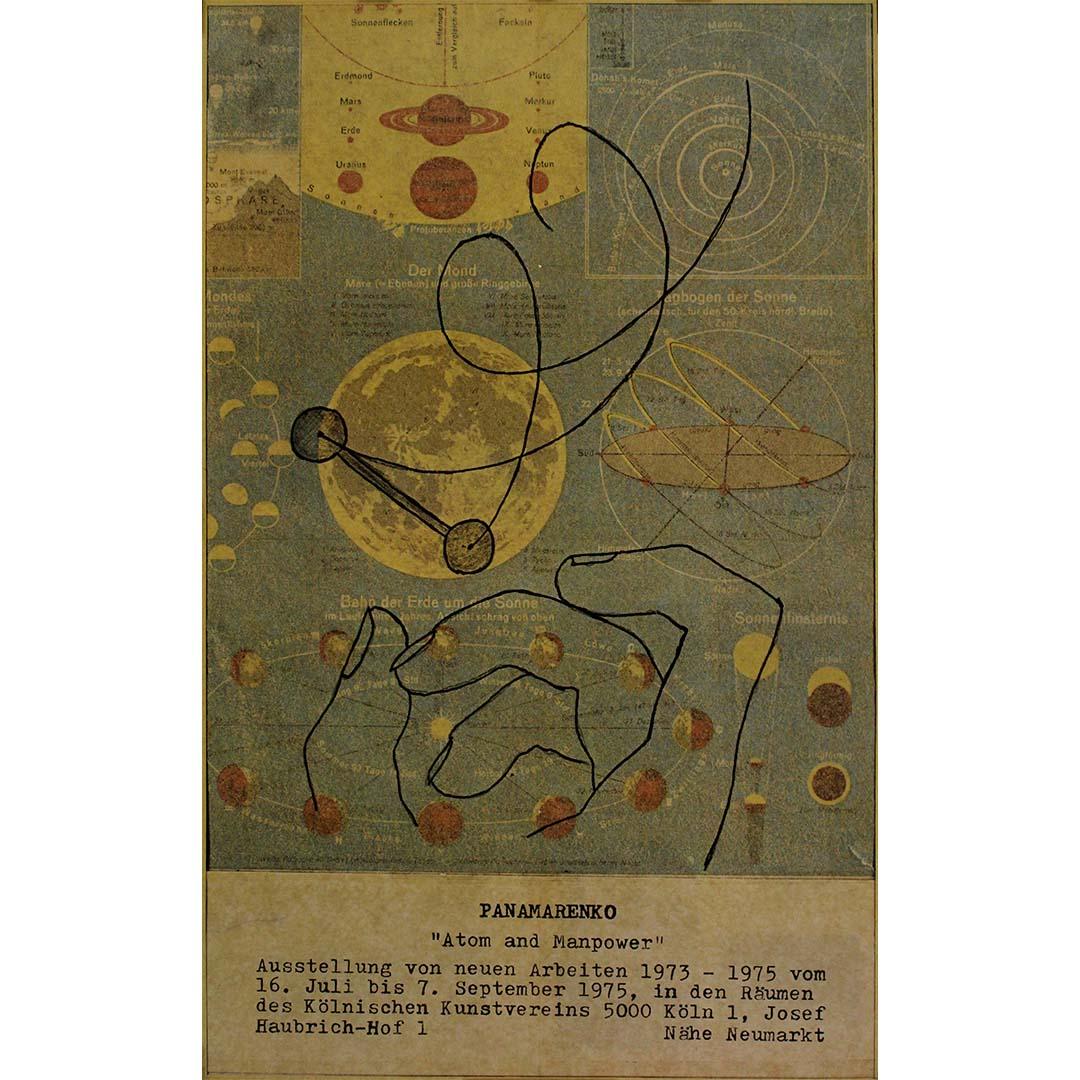 Cartel de exposición original de 1975 de Panamarenko - Atom and Mindpower