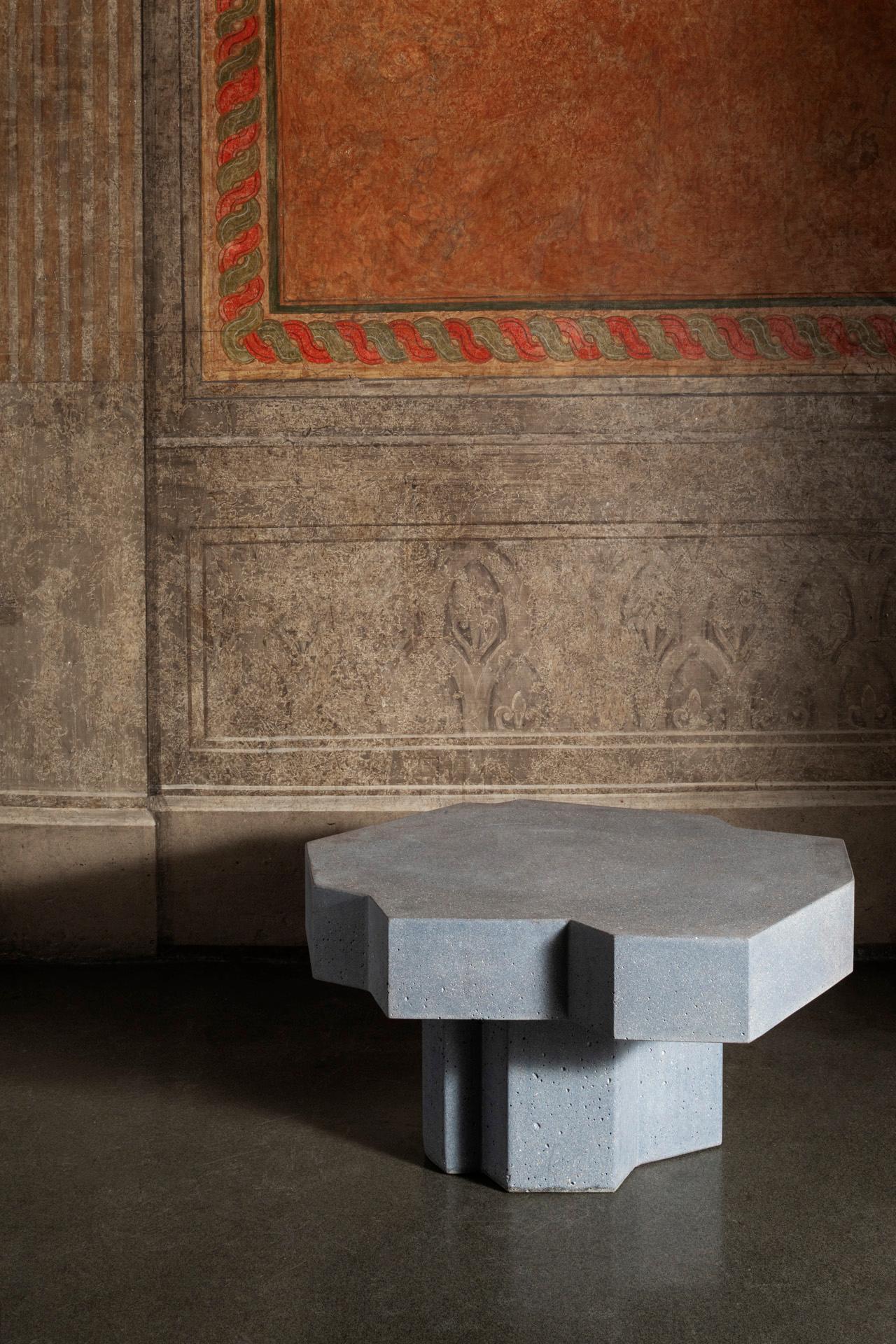 Basiluzzo is a UHPC concrete coffee table designed by Paolo Cappello for Forma&Cemento and belongs to the Panarea Capsule Collection. It takes shape from sharp volumes and inclined surfaces, like a fragment emerging from a distant seascape. Its bold