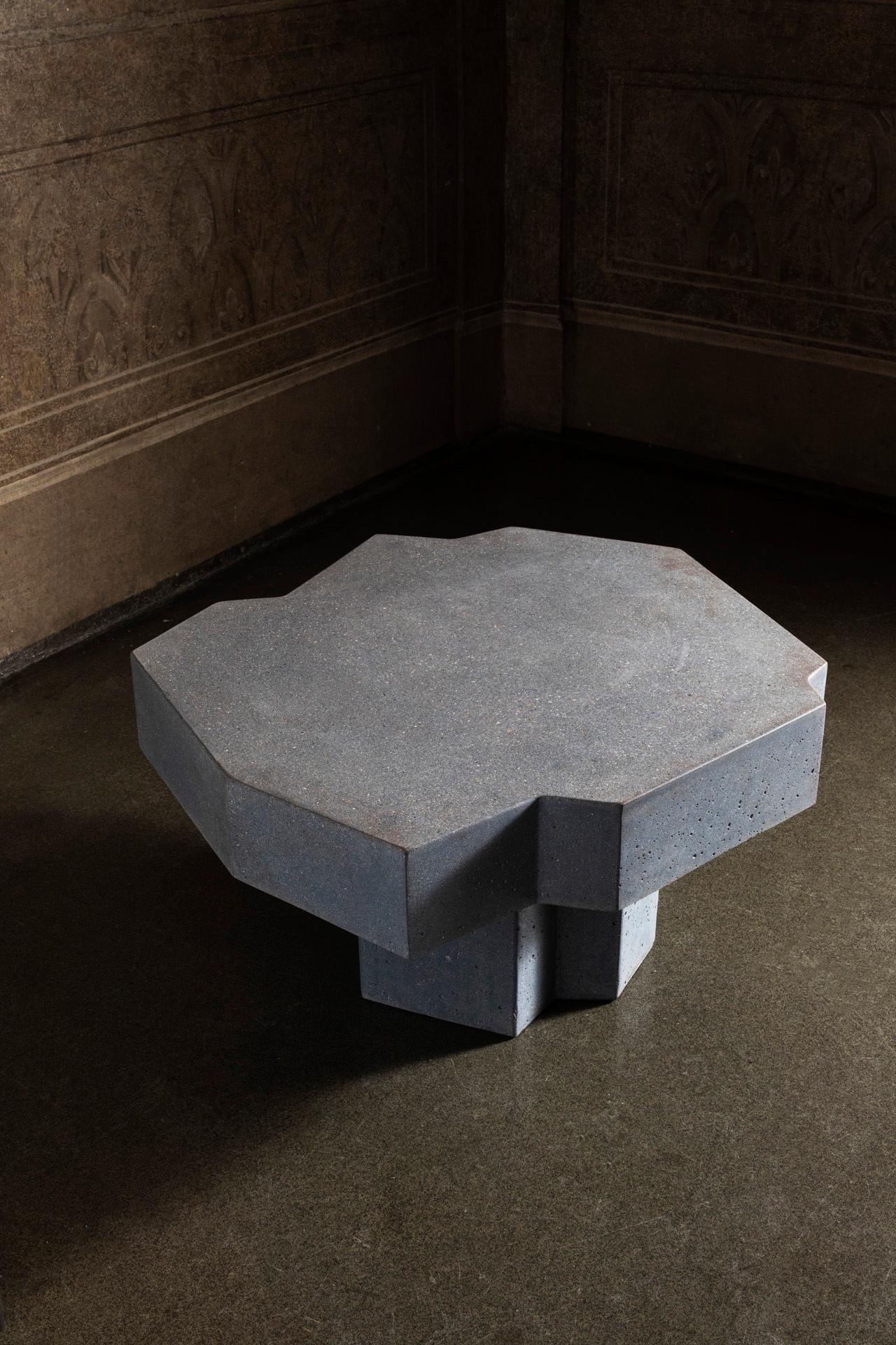 Brutalist Panarea capsule collection, Basiluzzo coffee table in UHPC cement mortar For Sale