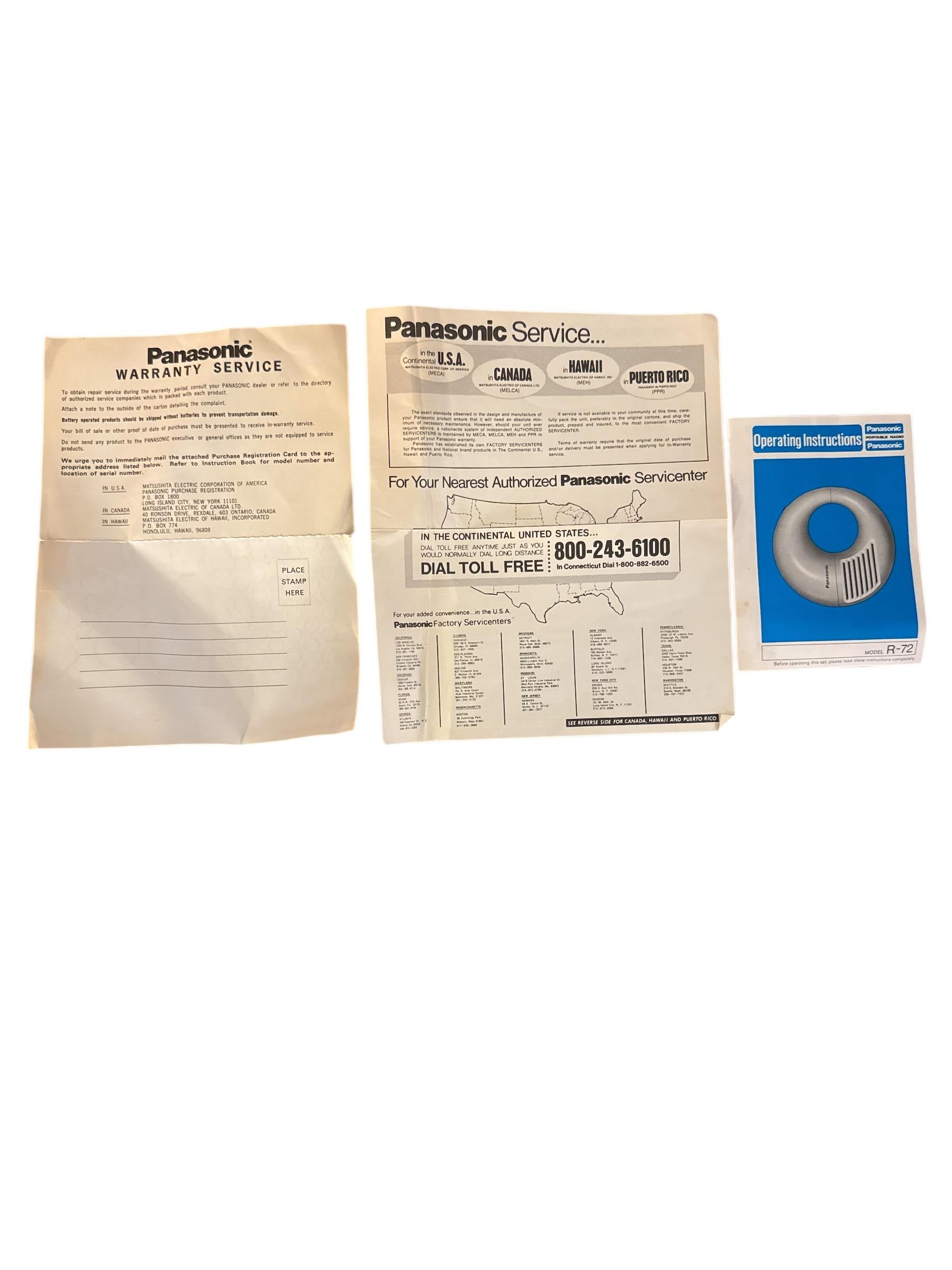 Fine XX secolo Radio a transistor Panasonic R72 in vendita