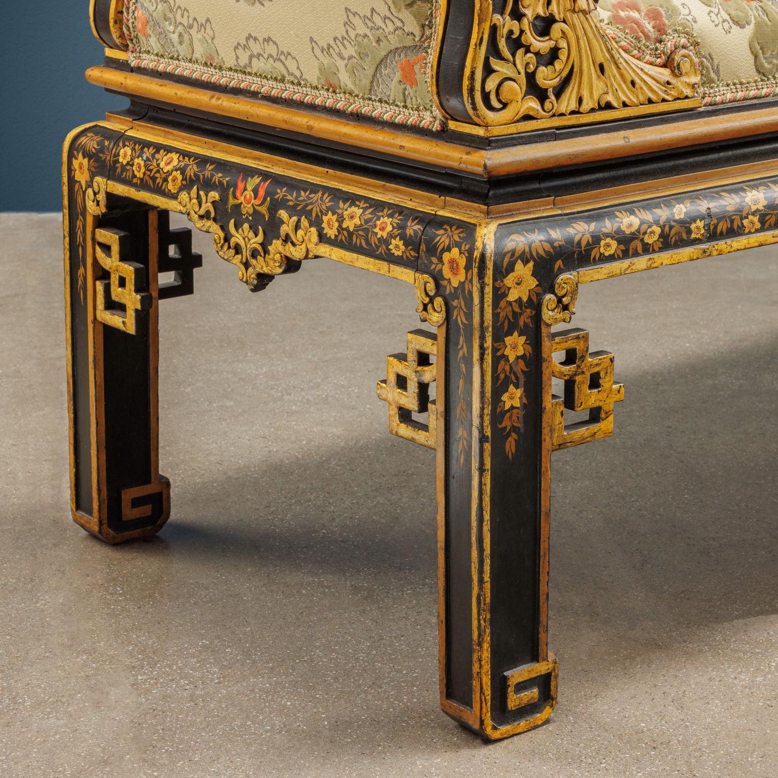 19th Century Panca alla chinoiserie. Italia, secondo quarto XIX secolo