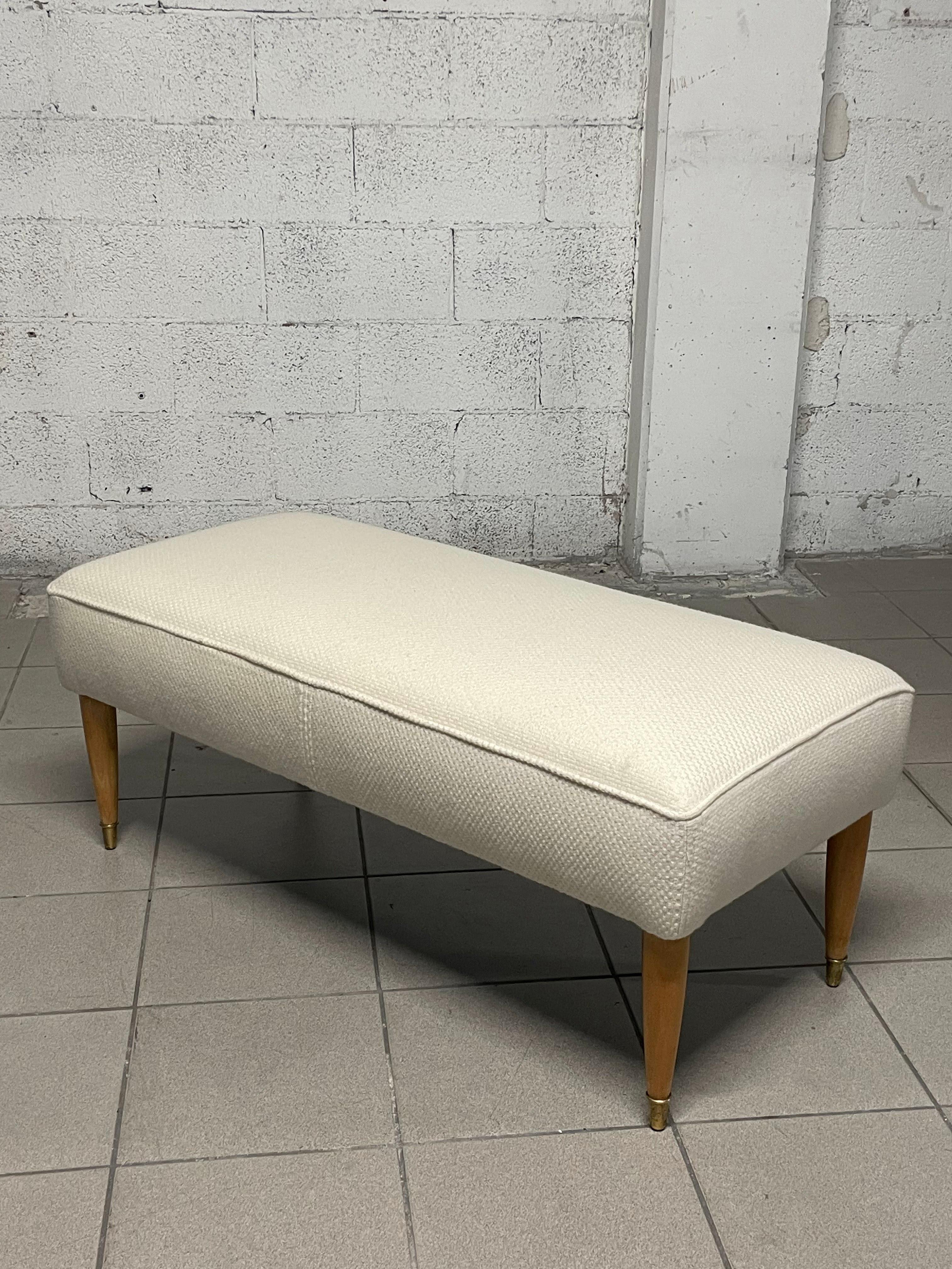 1940s bench made of maple wood and wool For Sale 7