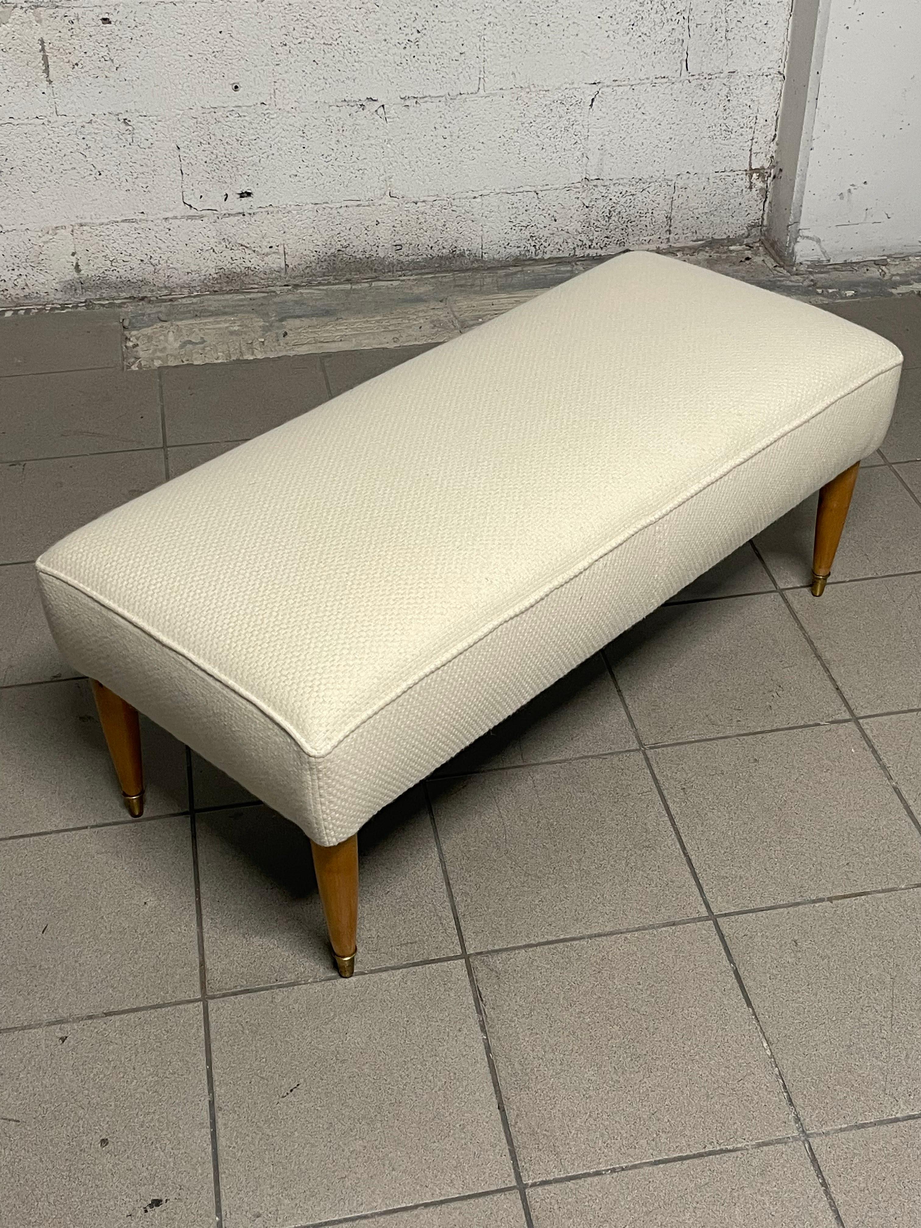 1940s bench made of maple wood and wool For Sale 1
