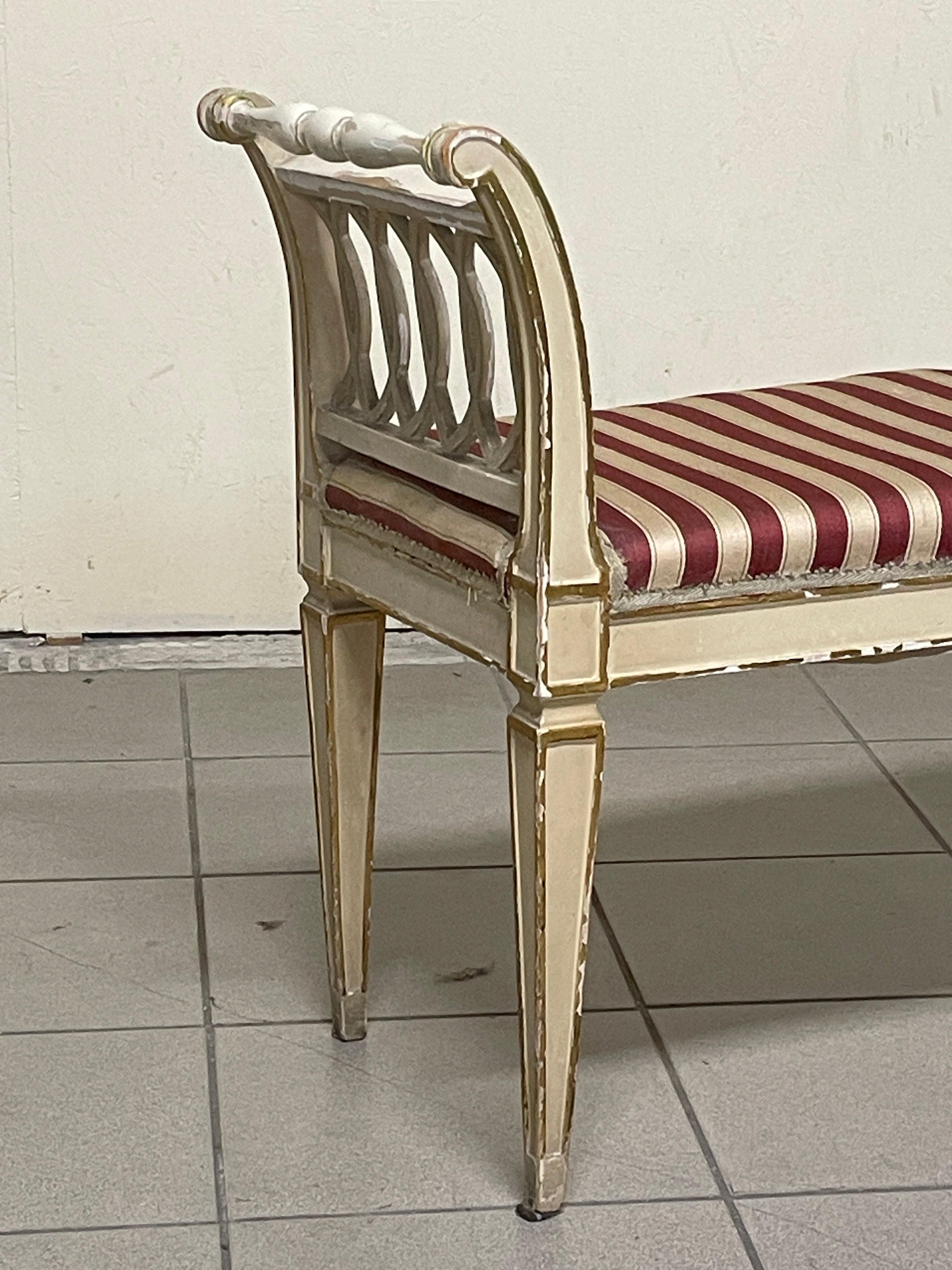 Fabric 1940s directorate-style bench For Sale