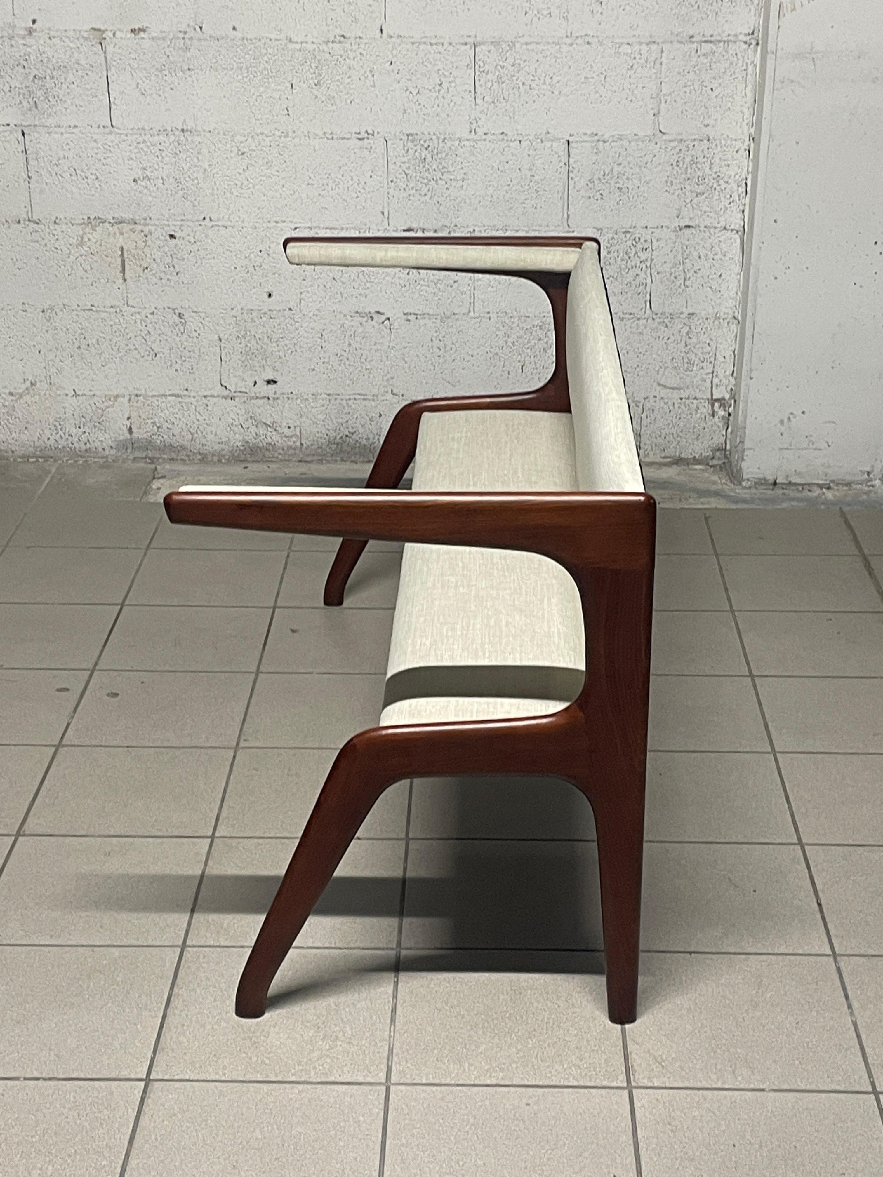 Tissu Banc des années 1950 en hêtre et tissu en vente