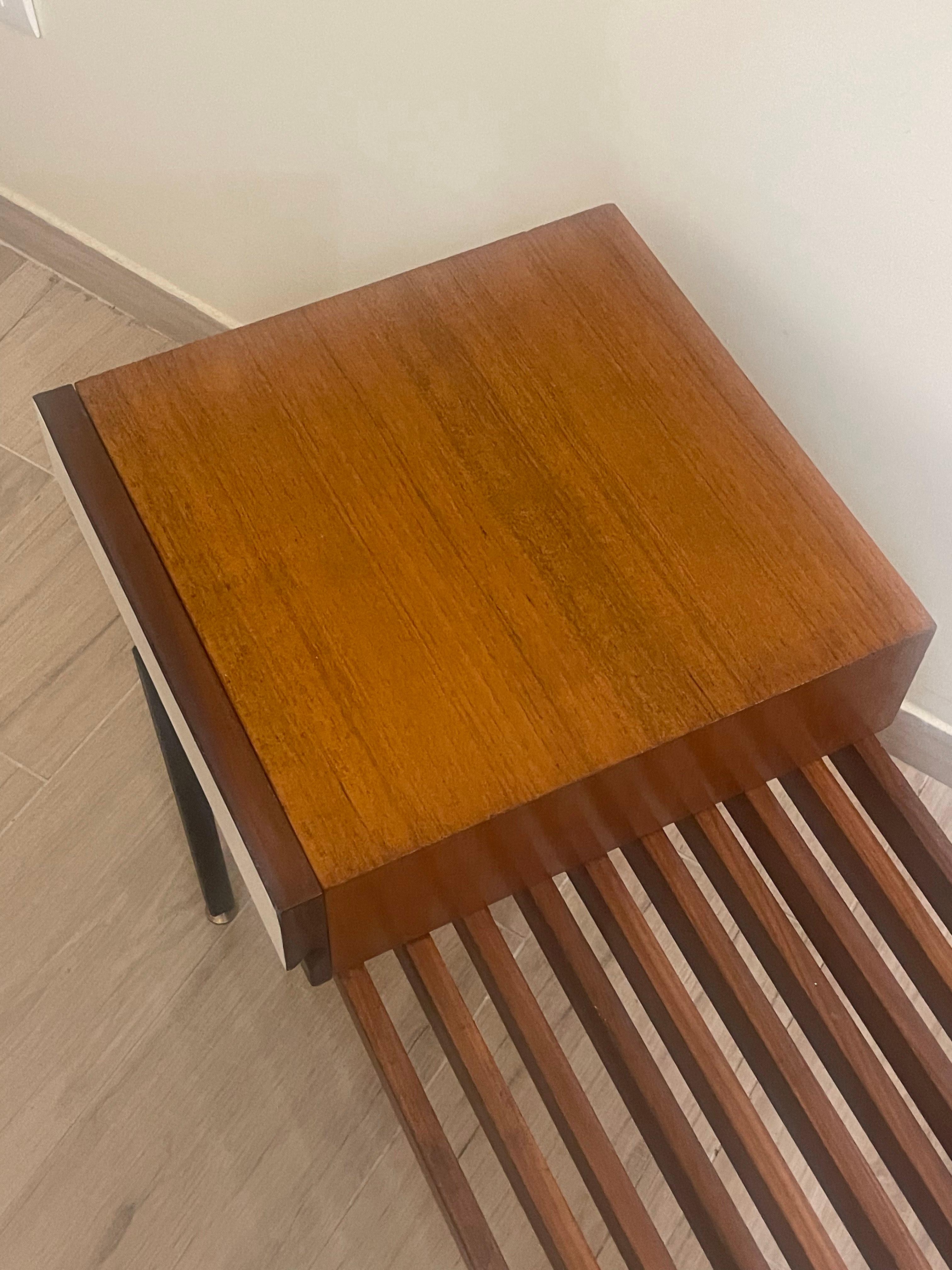 1960s teak bench with storage drawer For Sale 3