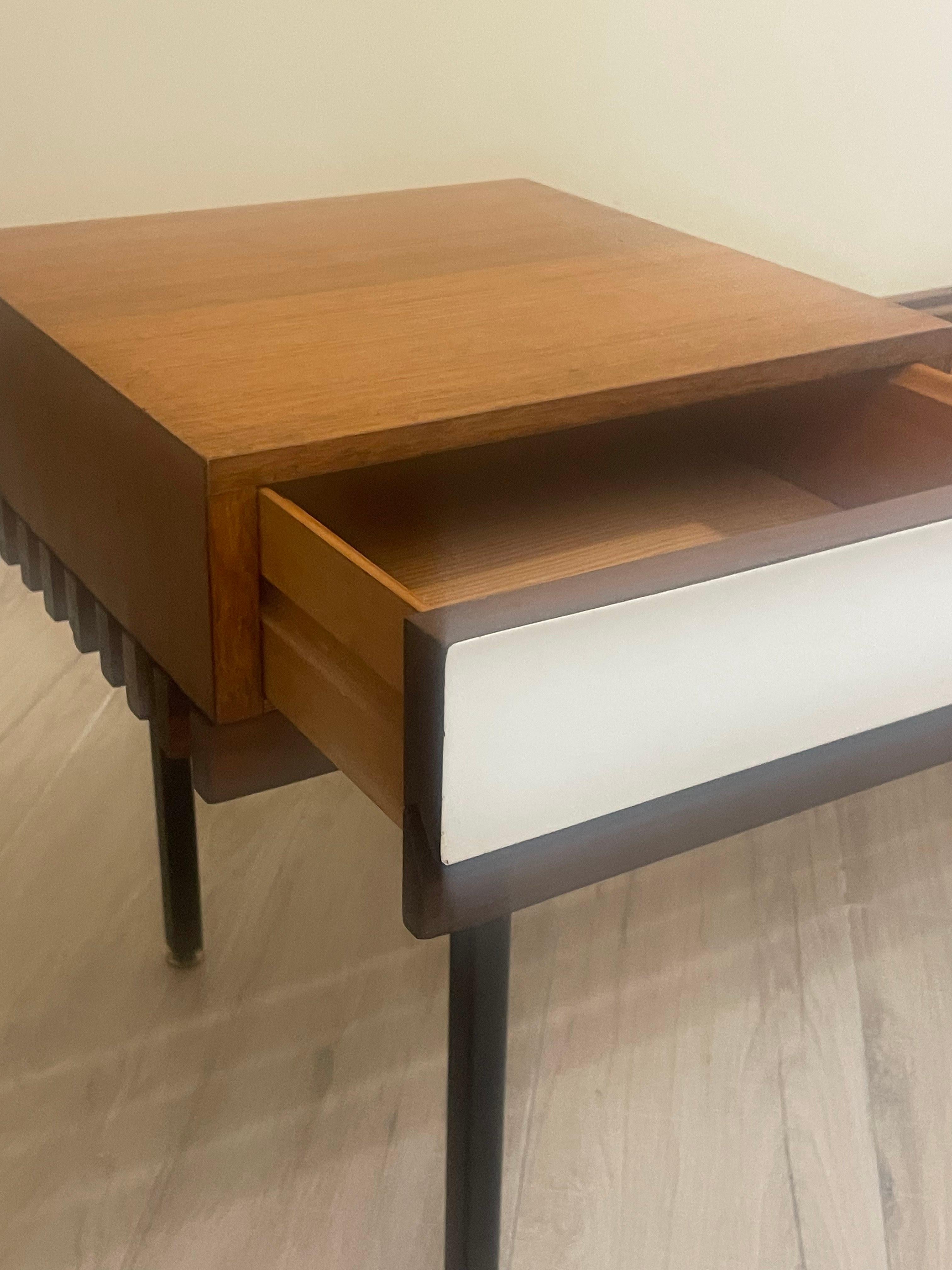 1960s teak bench with storage drawer For Sale 6