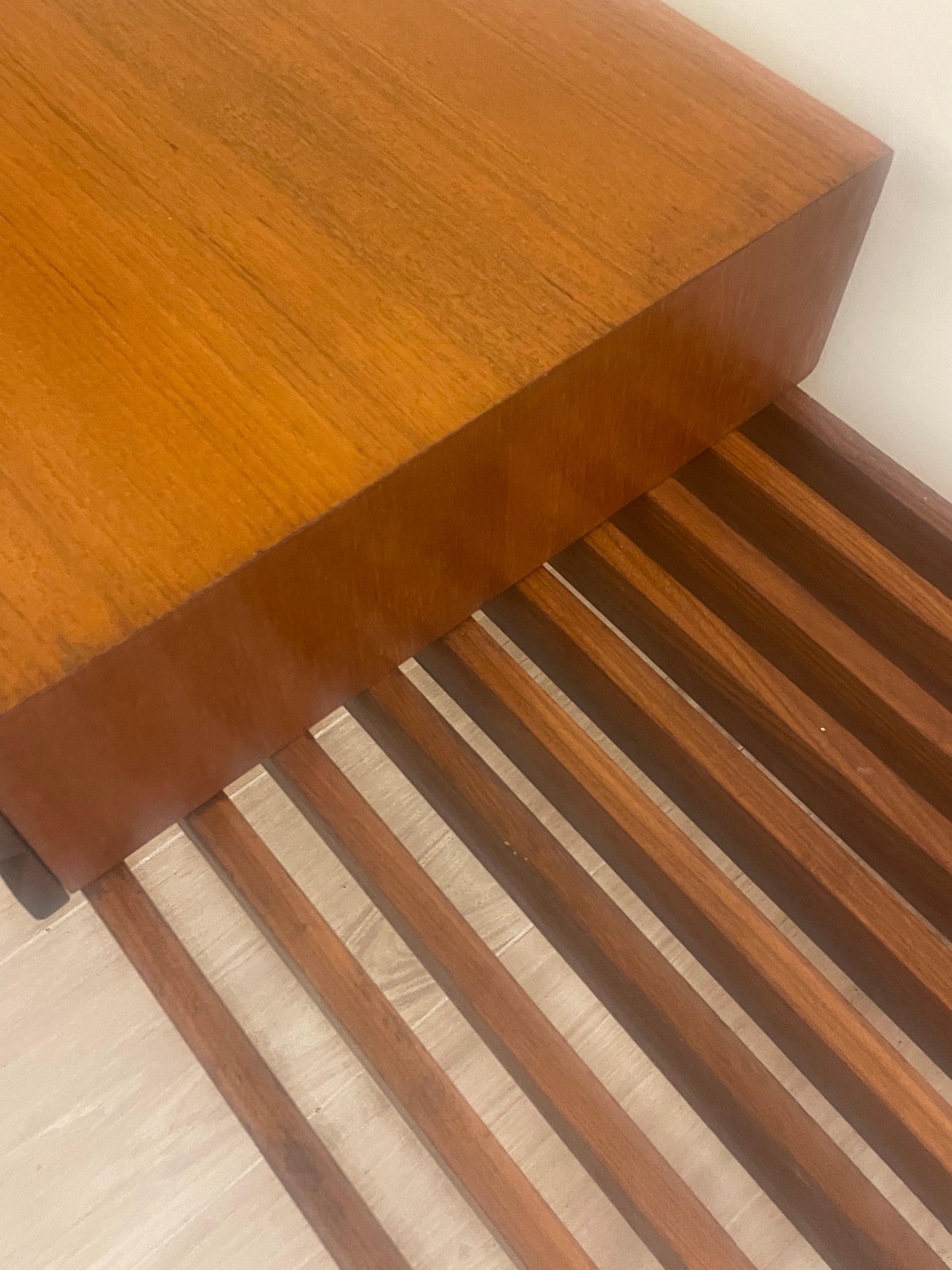 1960s teak bench with storage drawer For Sale 8