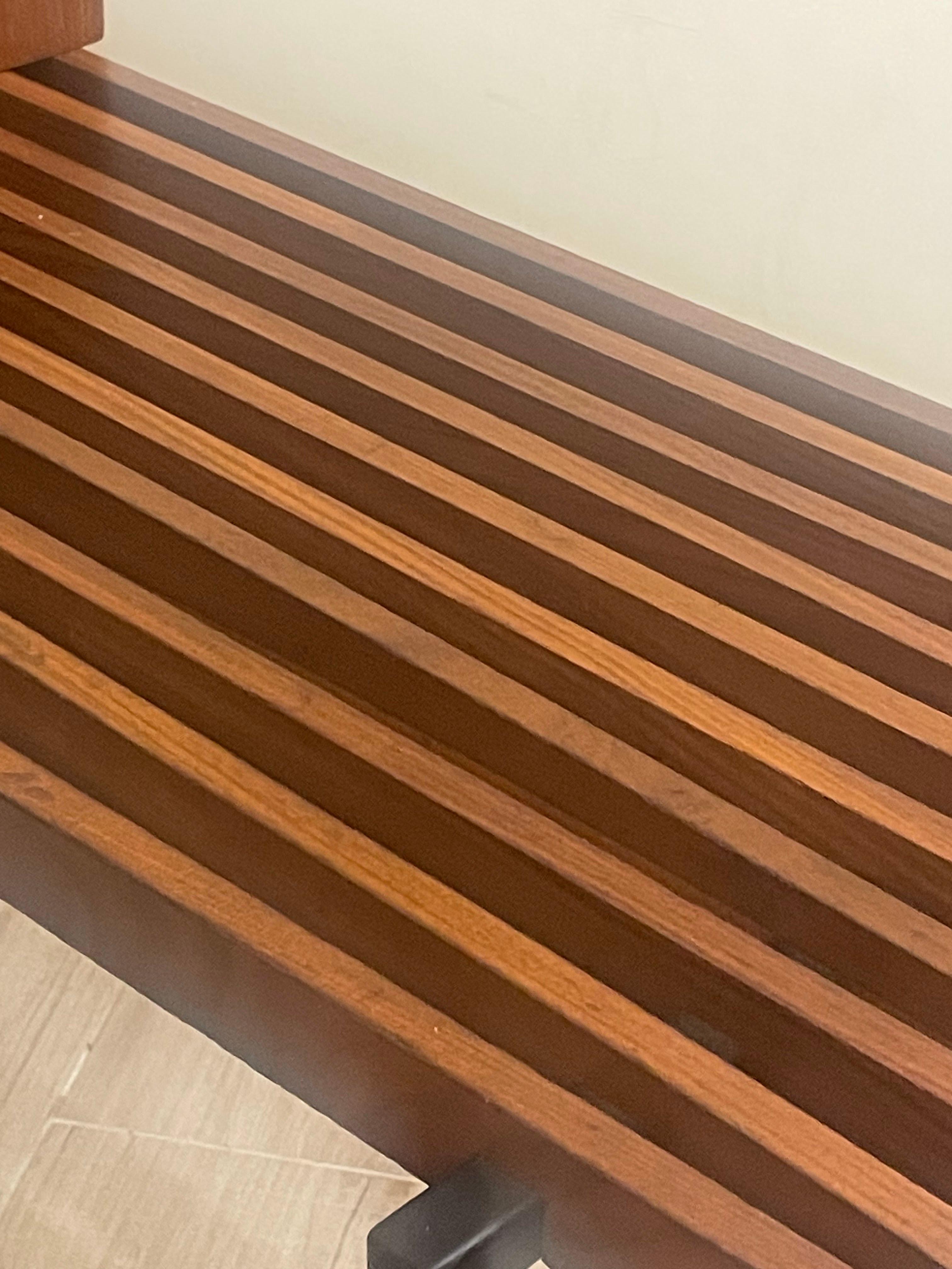 1960s teak bench with storage drawer For Sale 1