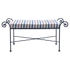 Banc en fer forgé avec coussin, Italie, années 1960