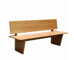 Mid-Century Modern Oak Bench, Italy, Hardwood, Rustic Elegance, 1980