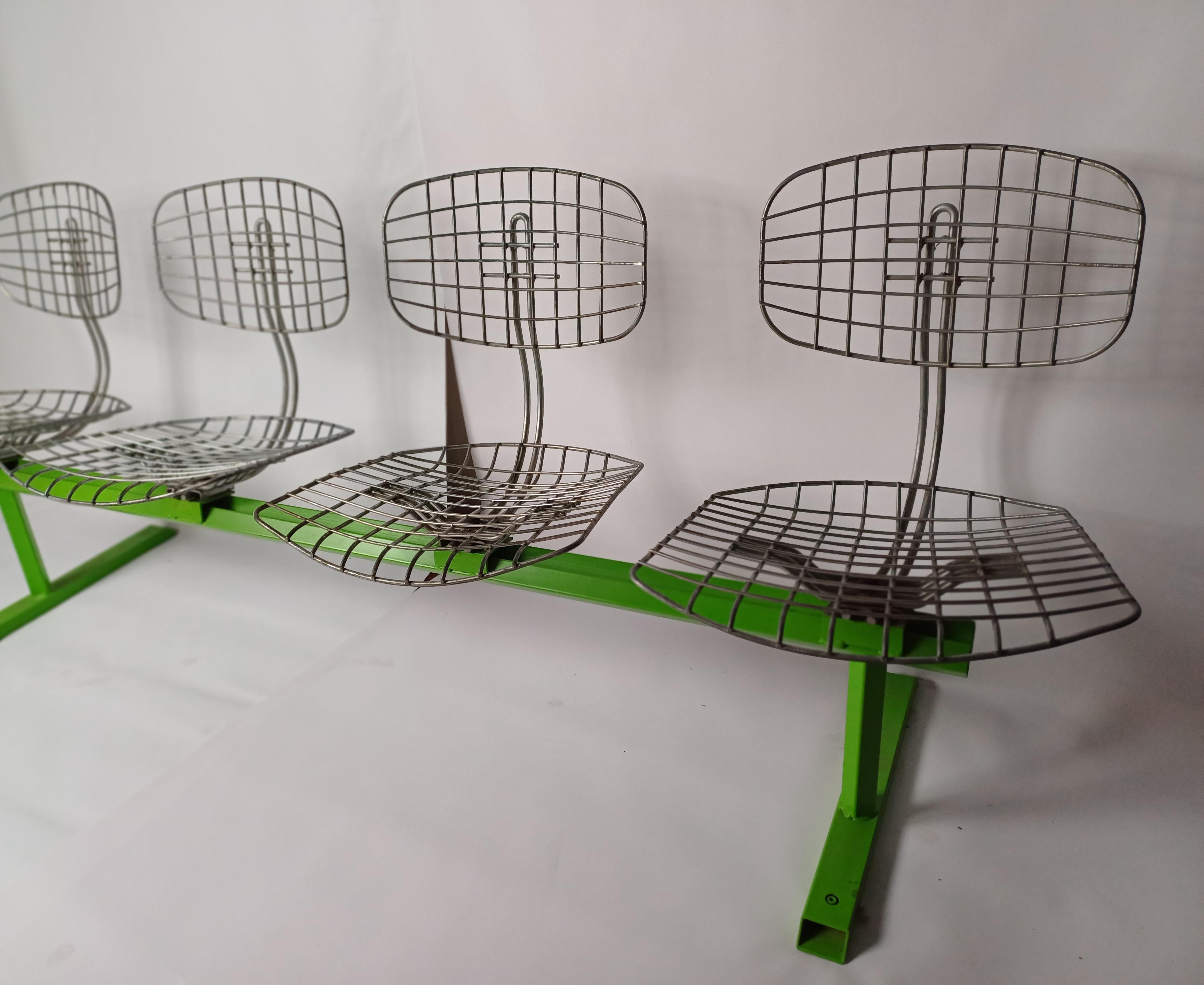 Metal 4-seater metal bench designed by Michel Cadestin For Sale