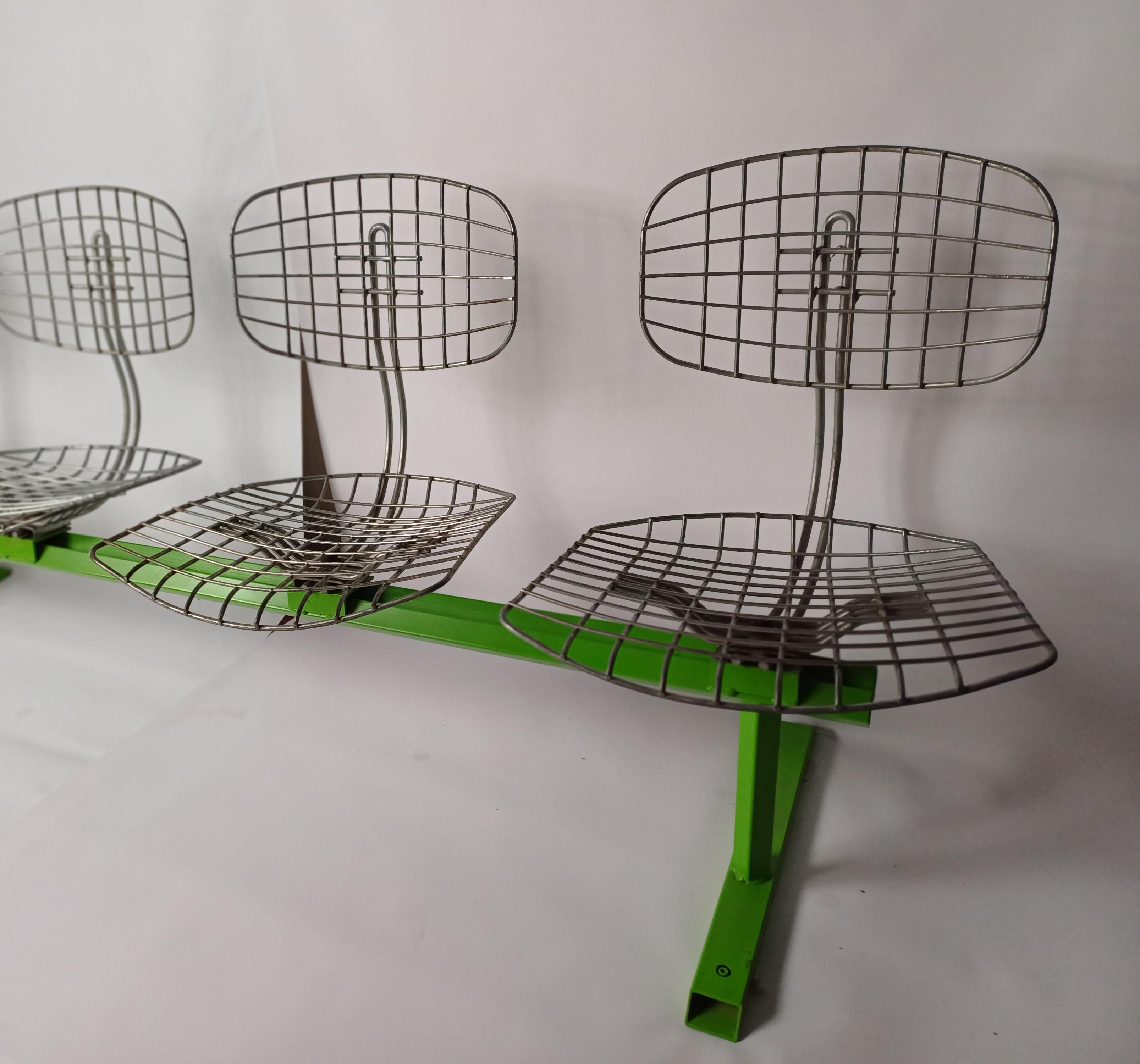 4-seater metal bench designed by Michel Cadestin For Sale 1