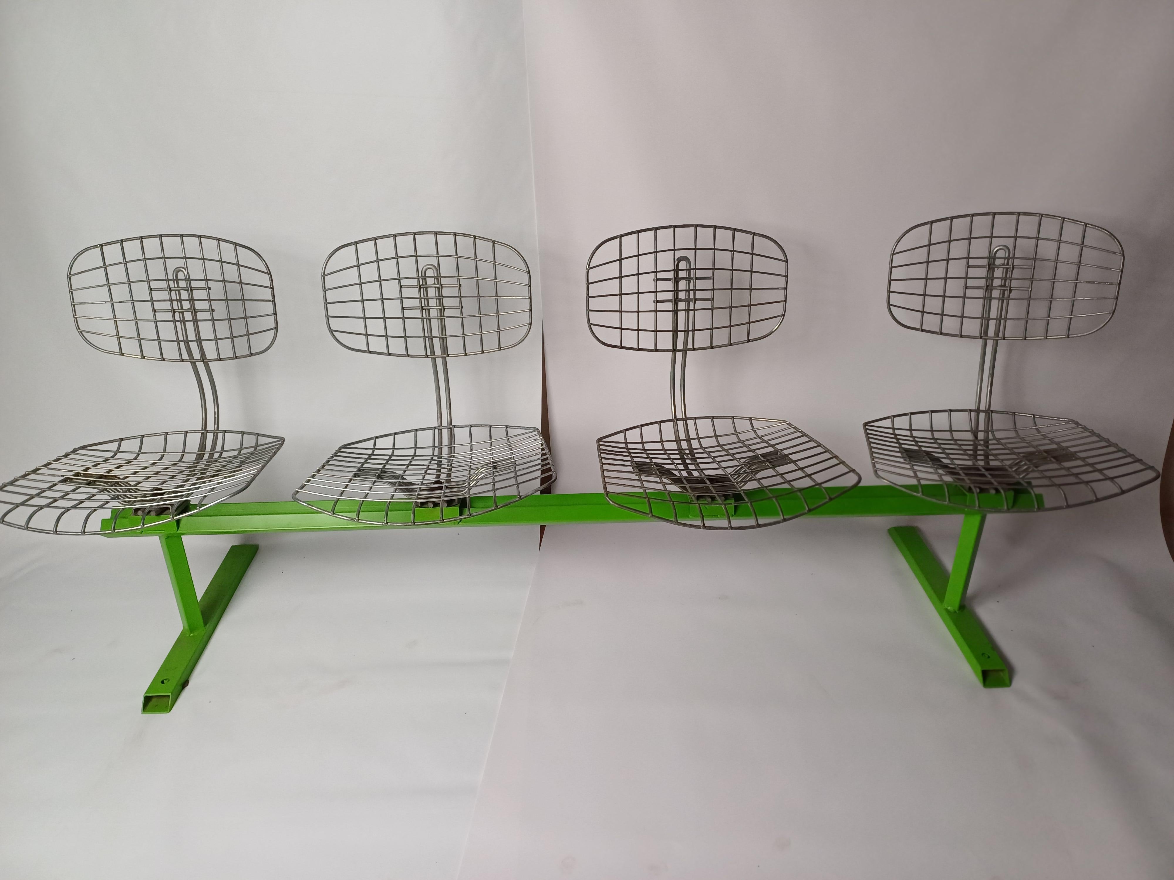 4-seater metal bench designed by Michel Cadestin For Sale 3